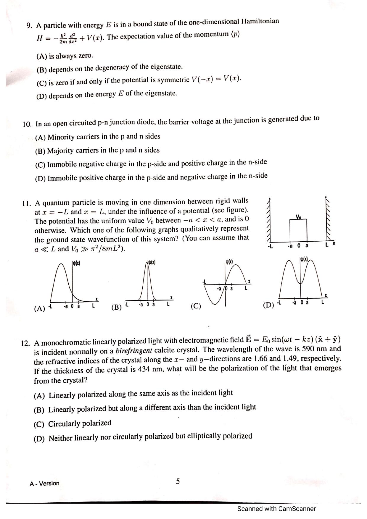 JEST 2021 Physics Question Paper with Answer key - Page 5