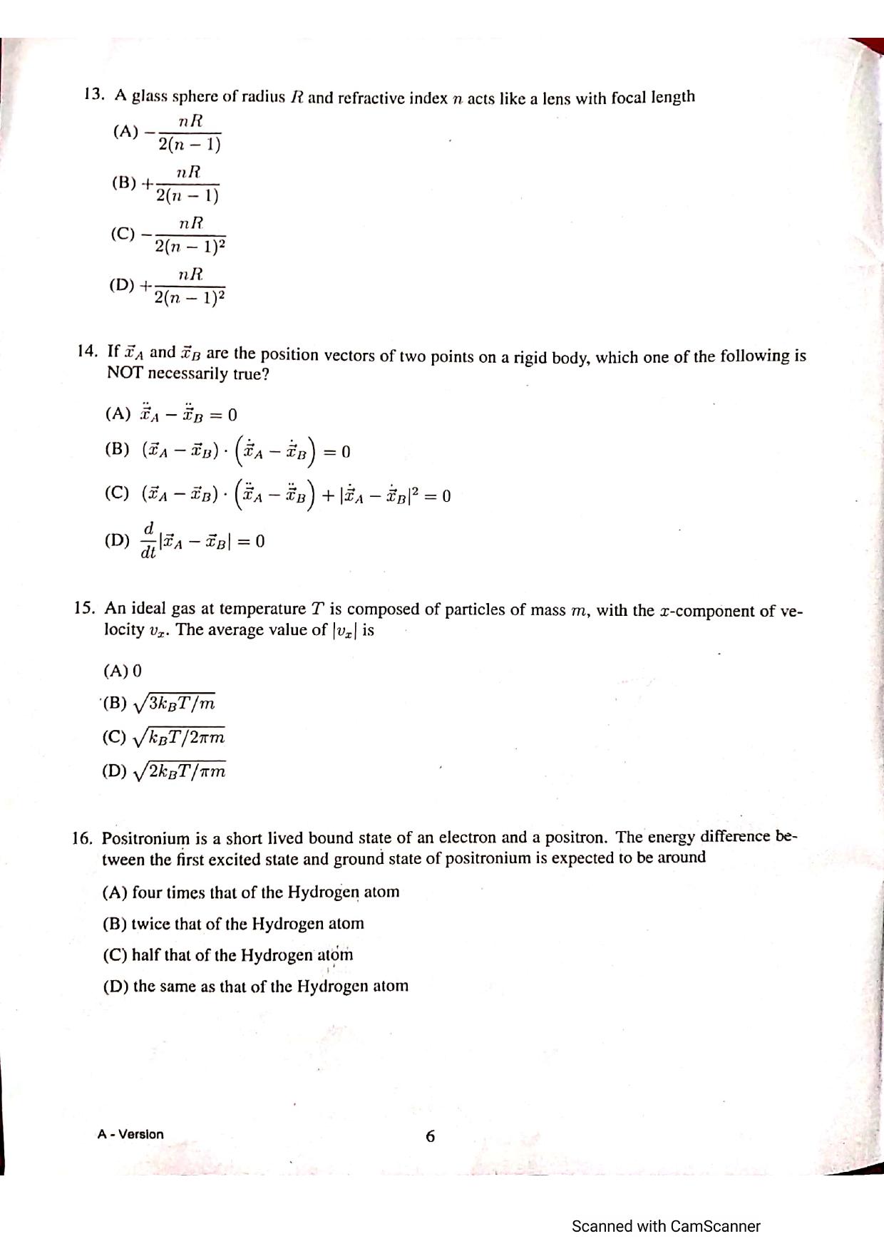 JEST 2021 Physics Question Paper with Answer key - Page 6