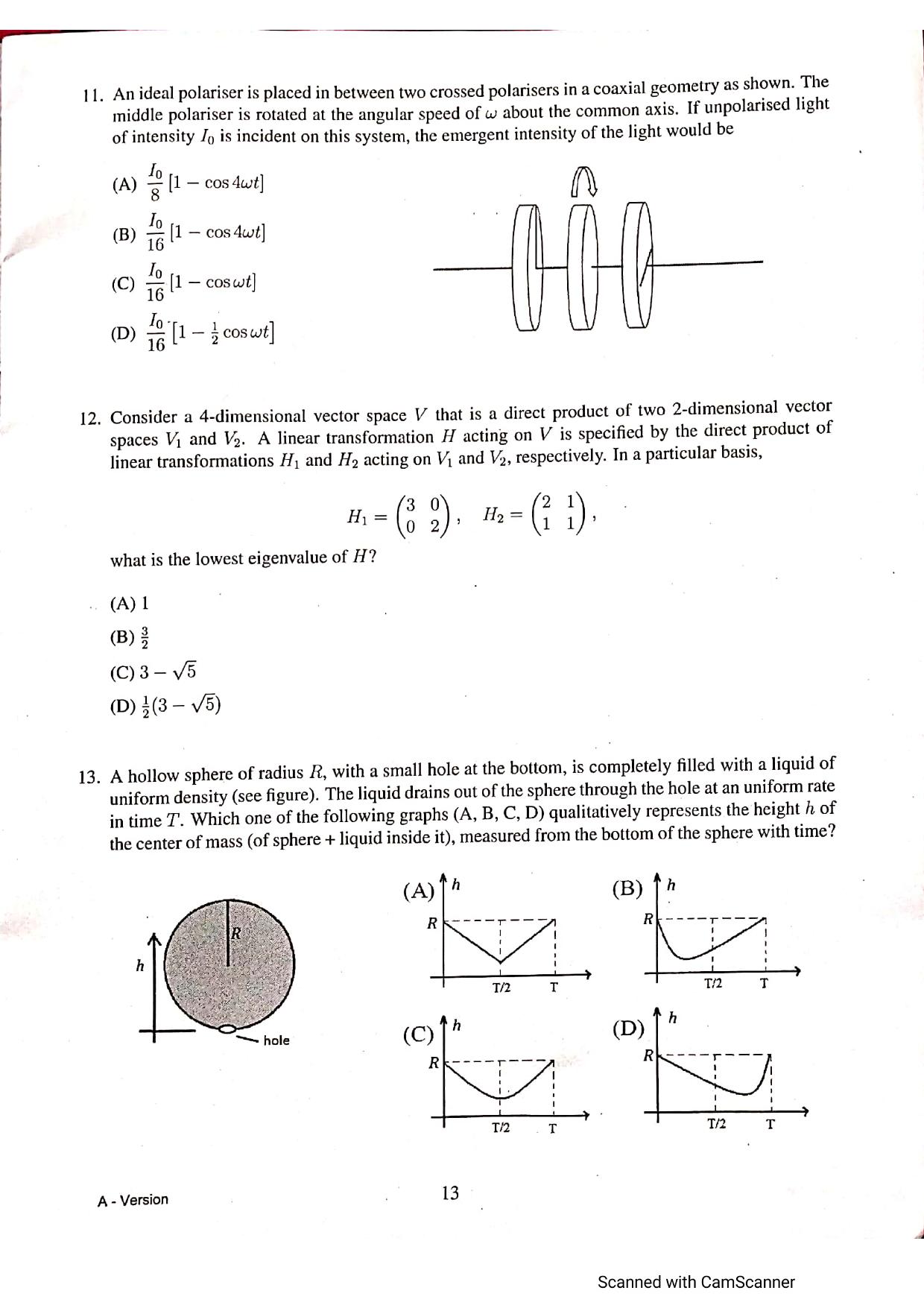 JEST 2021 Physics Question Paper with Answer key - Page 13
