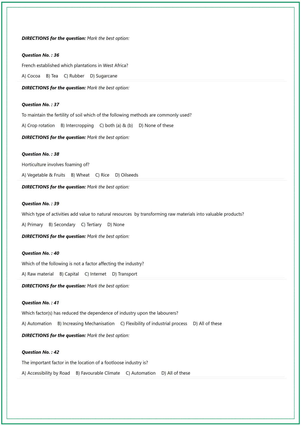 CUET Geography Sample Paper - Page 6