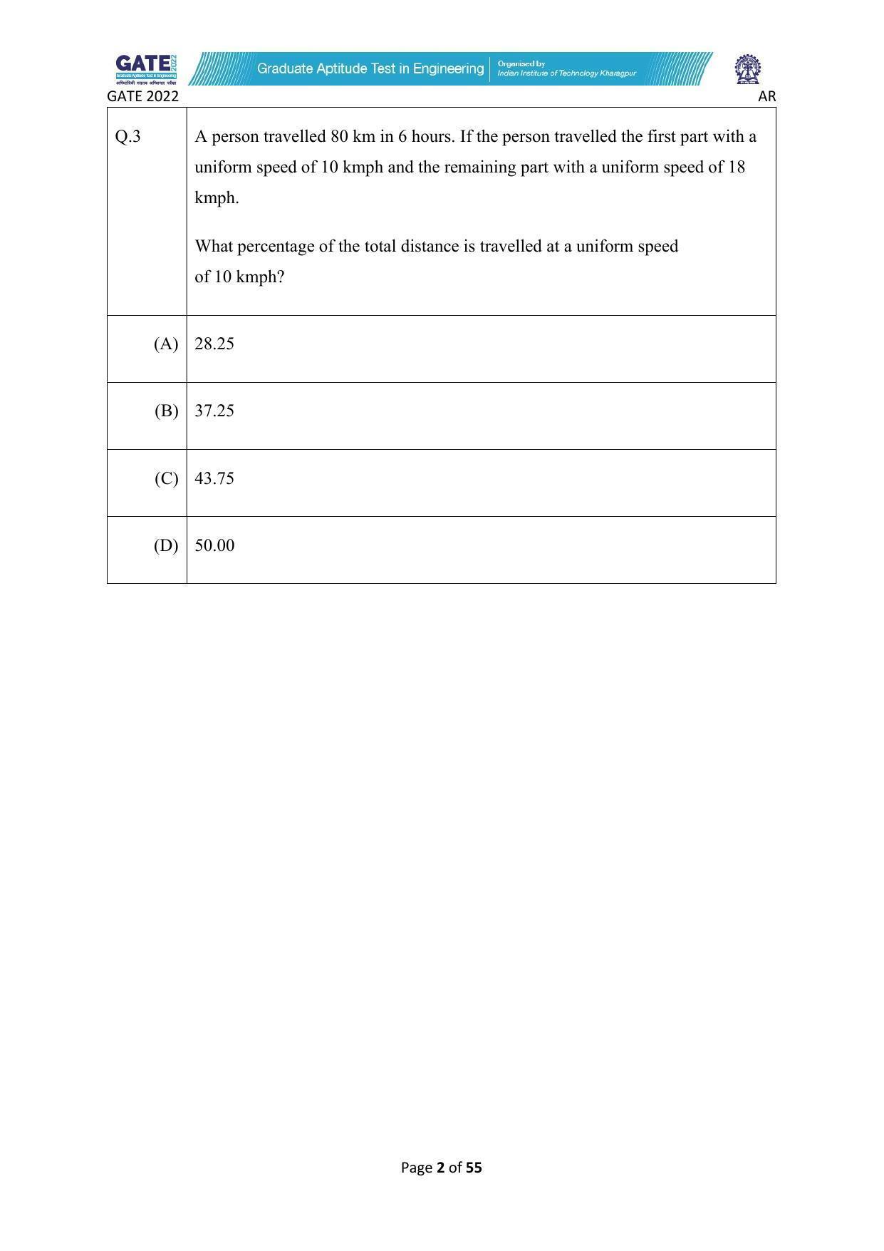GATE 2022 Architecture and Planning (AR) Question Paper - Page 2