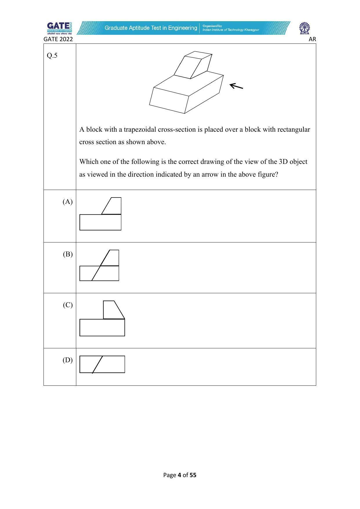 GATE 2022 Architecture and Planning (AR) Question Paper - Page 4