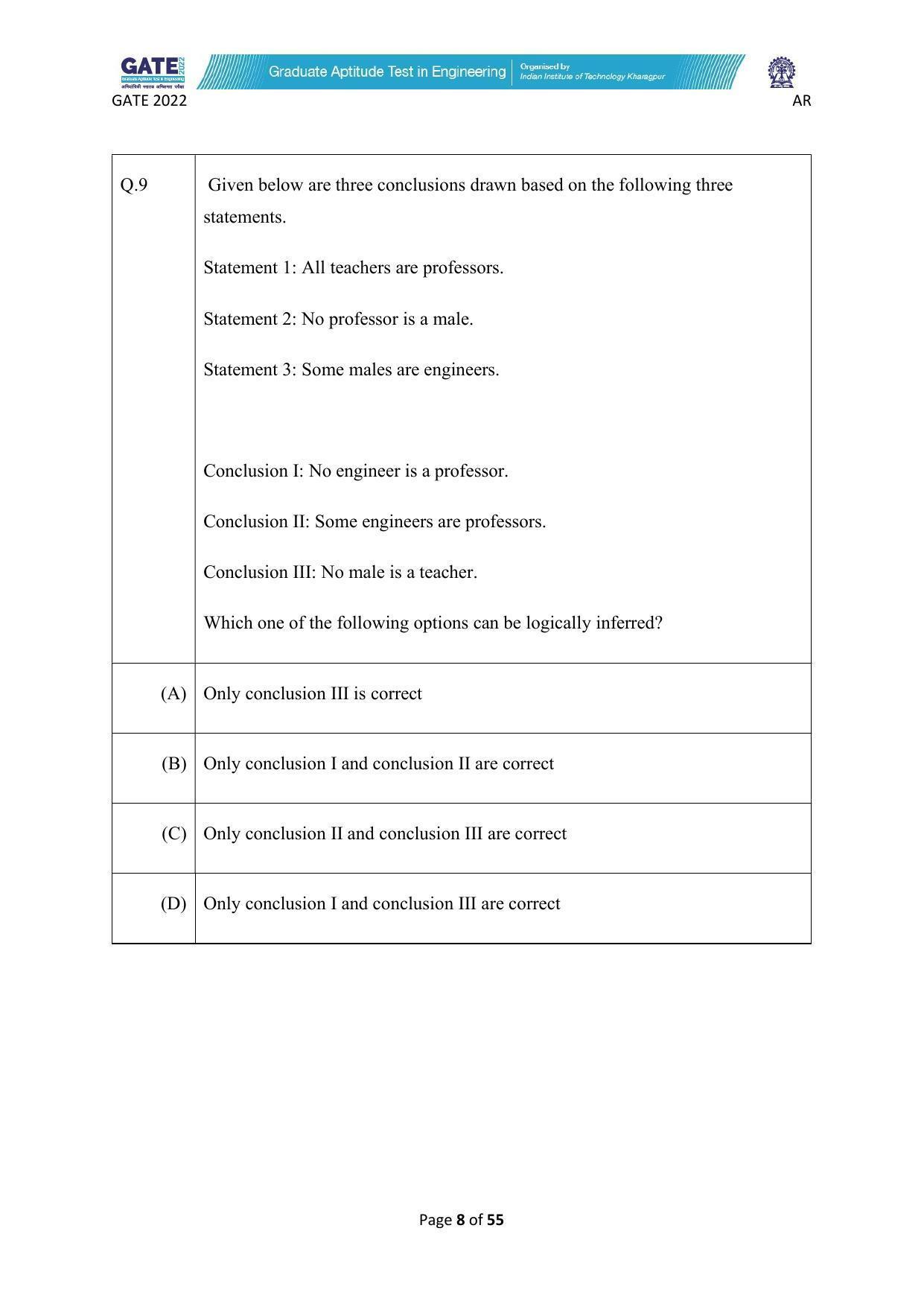 GATE 2022 Architecture and Planning (AR) Question Paper - Page 8