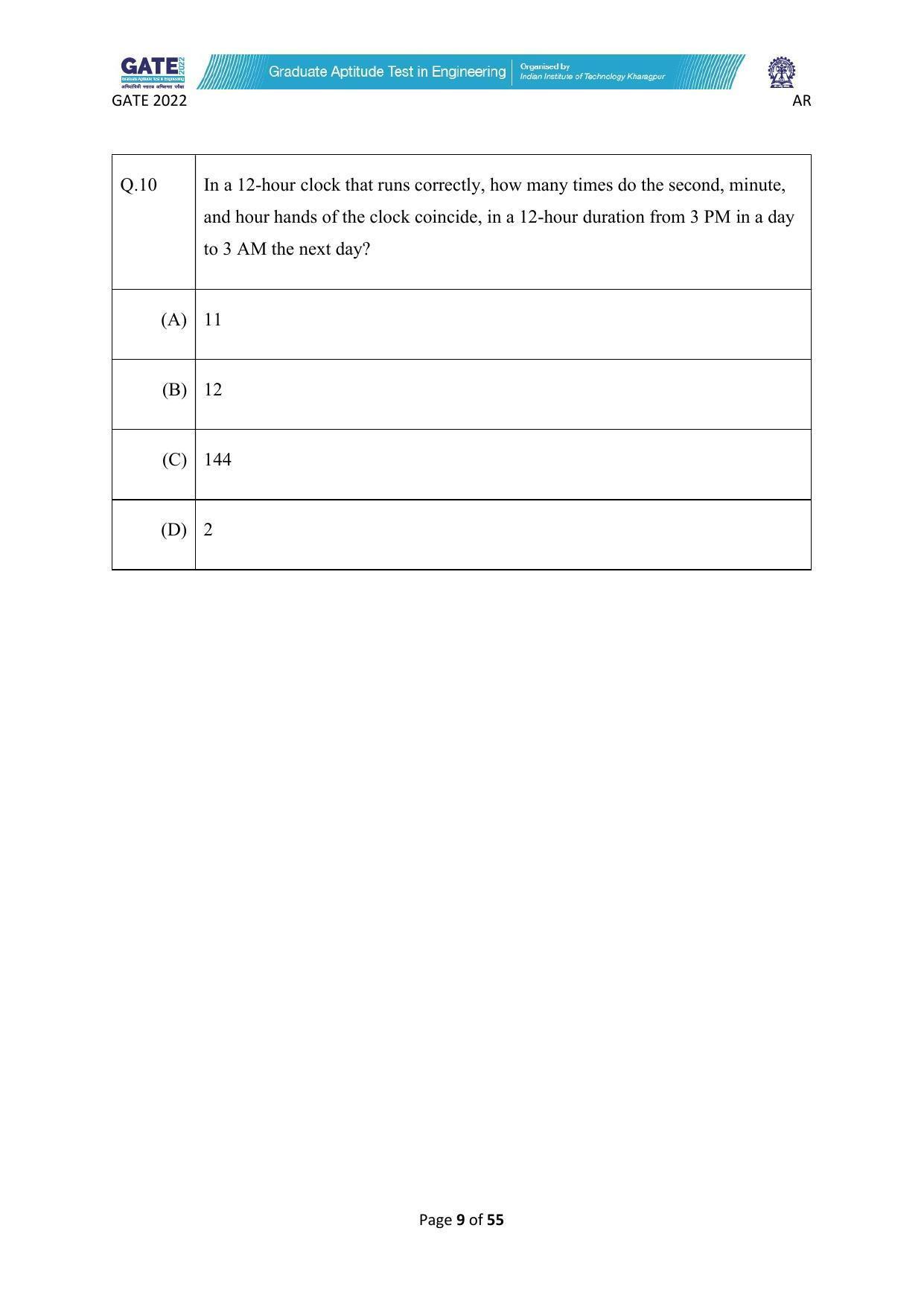 GATE 2022 Architecture and Planning (AR) Question Paper - Page 9