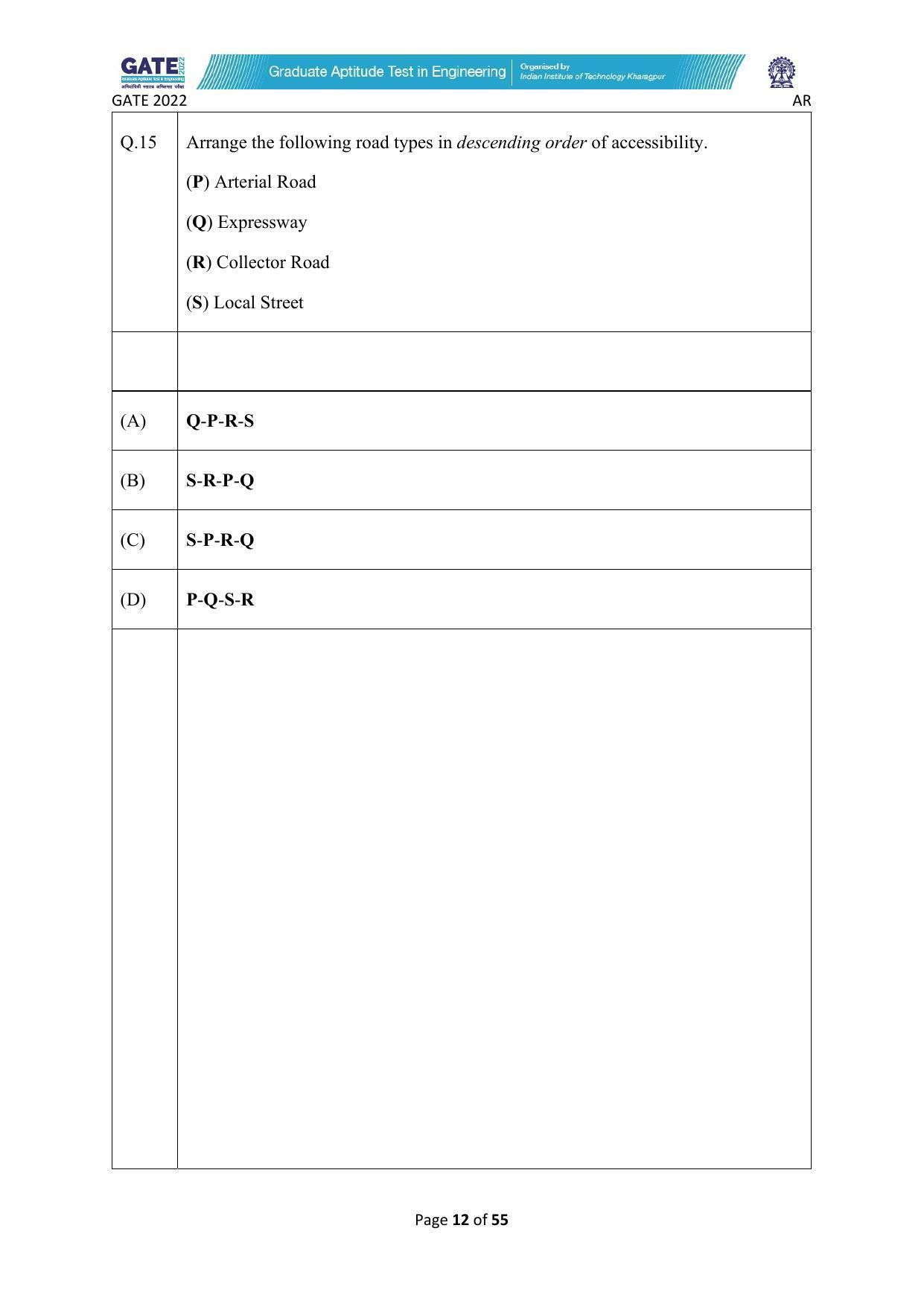 GATE 2022 Architecture and Planning (AR) Question Paper - Page 12