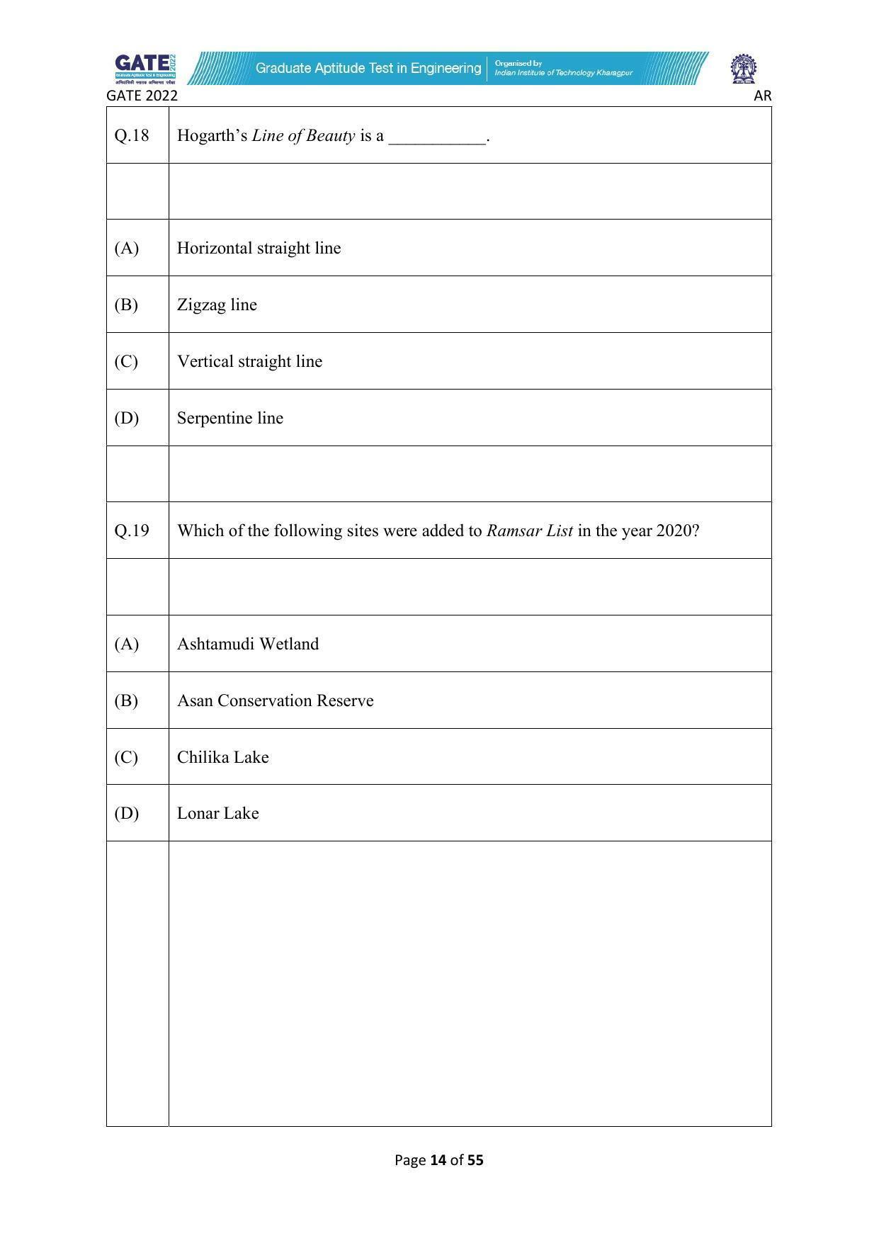 GATE 2022 Architecture and Planning (AR) Question Paper - Page 14