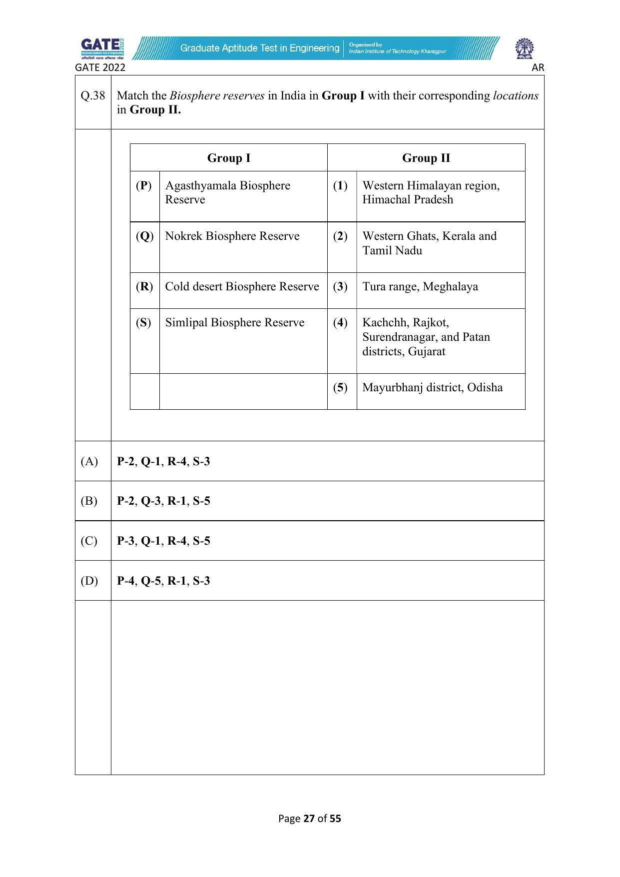 GATE 2022 Architecture and Planning (AR) Question Paper - Page 27