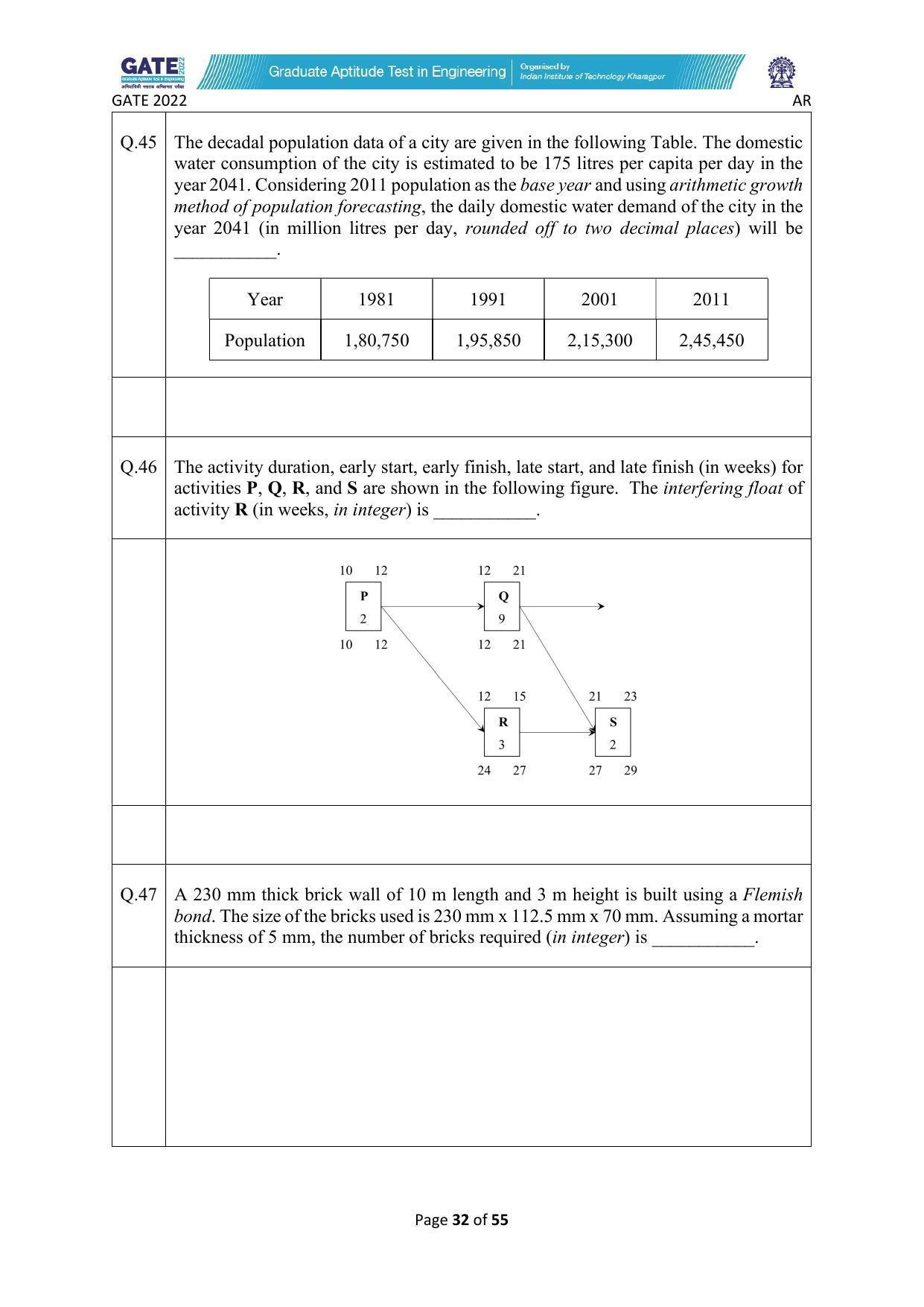 GATE 2022 Architecture and Planning (AR) Question Paper - Page 32