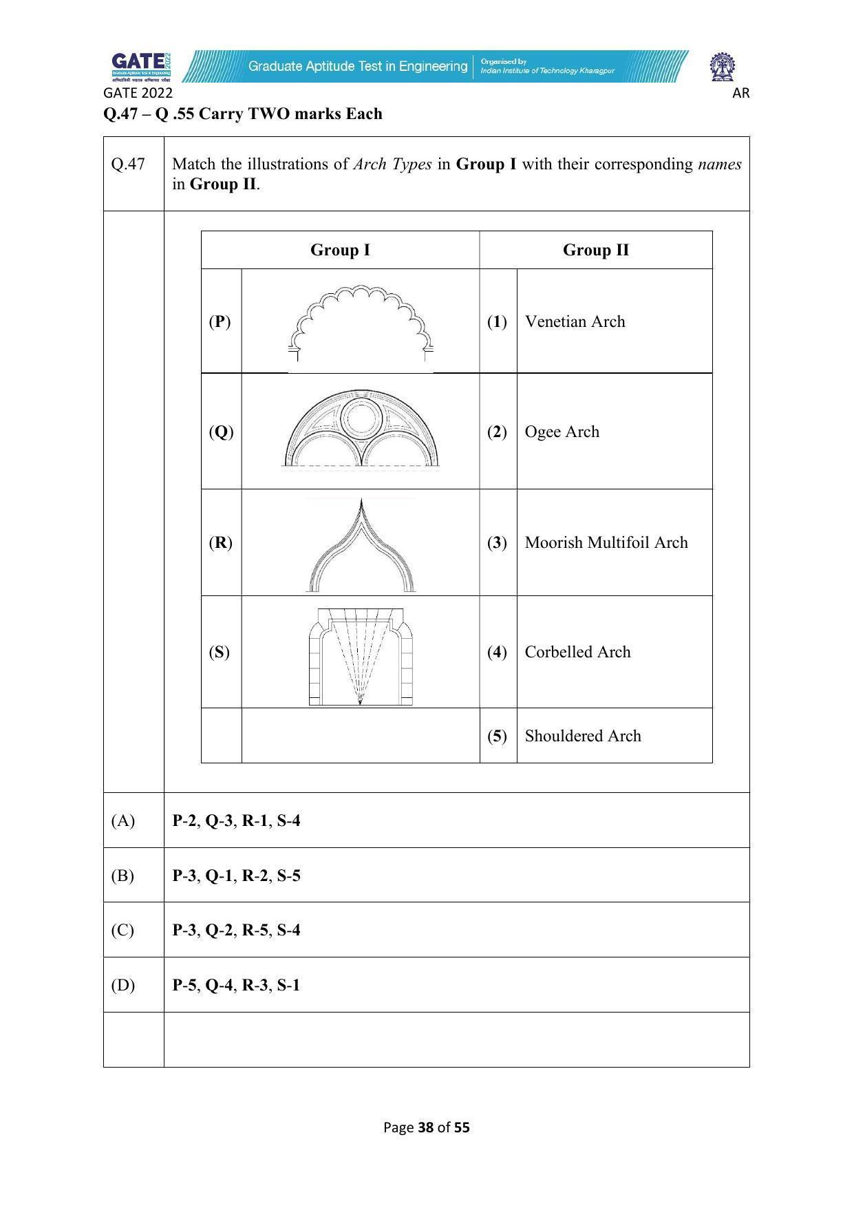 GATE 2022 Architecture and Planning (AR) Question Paper - Page 38