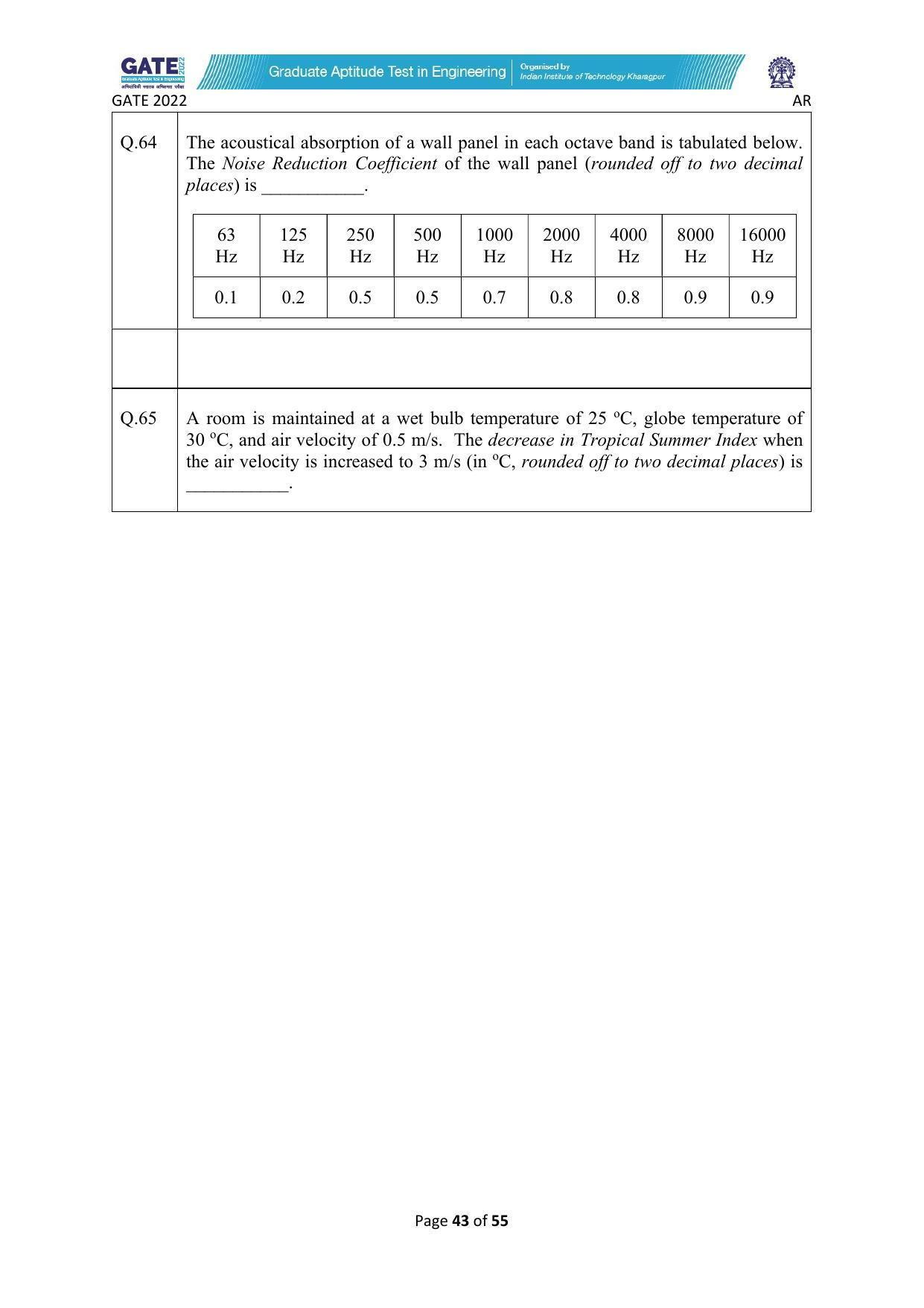 GATE 2022 Architecture and Planning (AR) Question Paper - Page 43