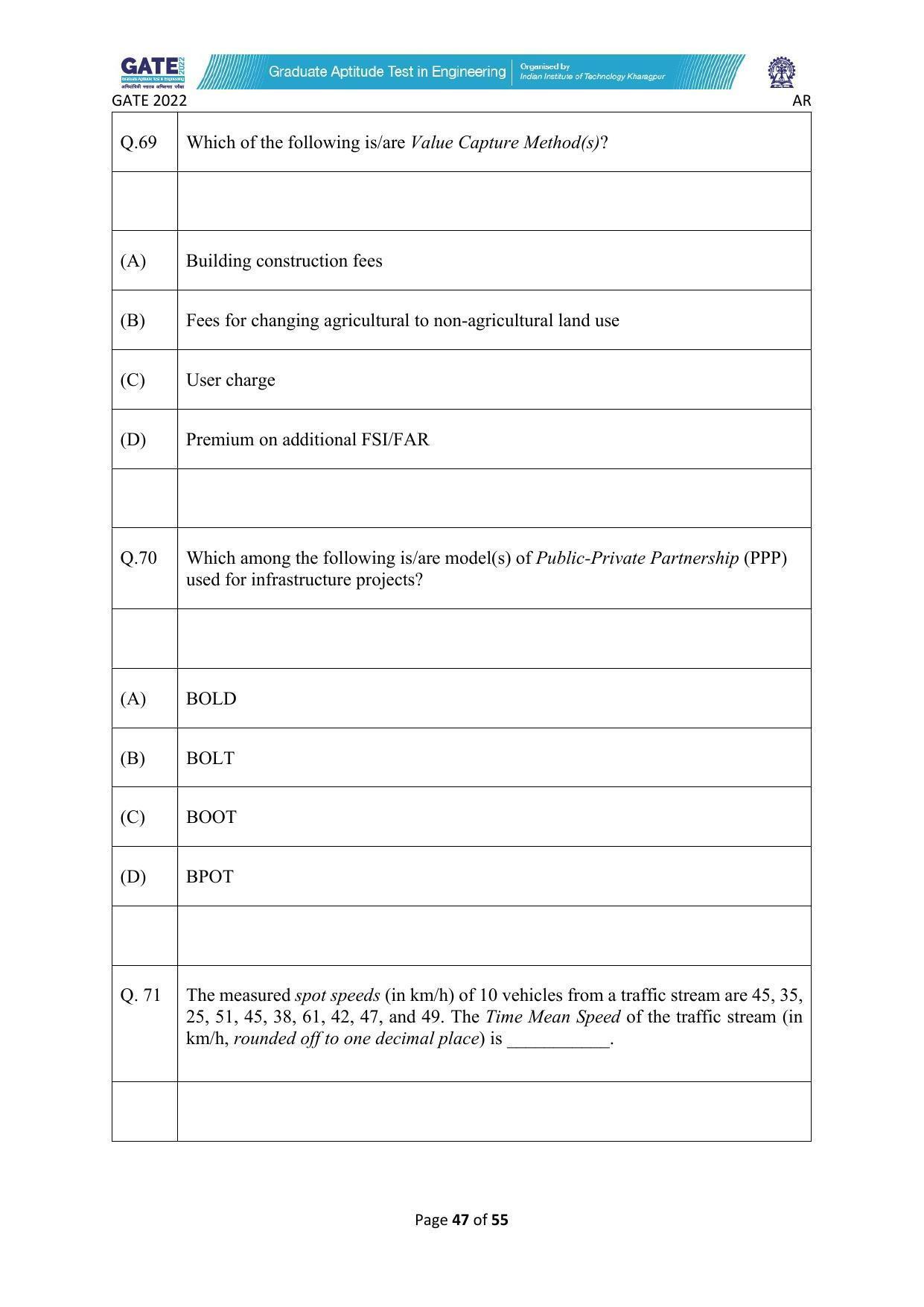 GATE 2022 Architecture and Planning (AR) Question Paper - Page 47