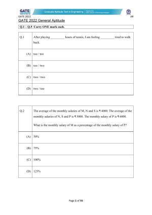 GATE 2022 Architecture and Planning (AR) Question Paper