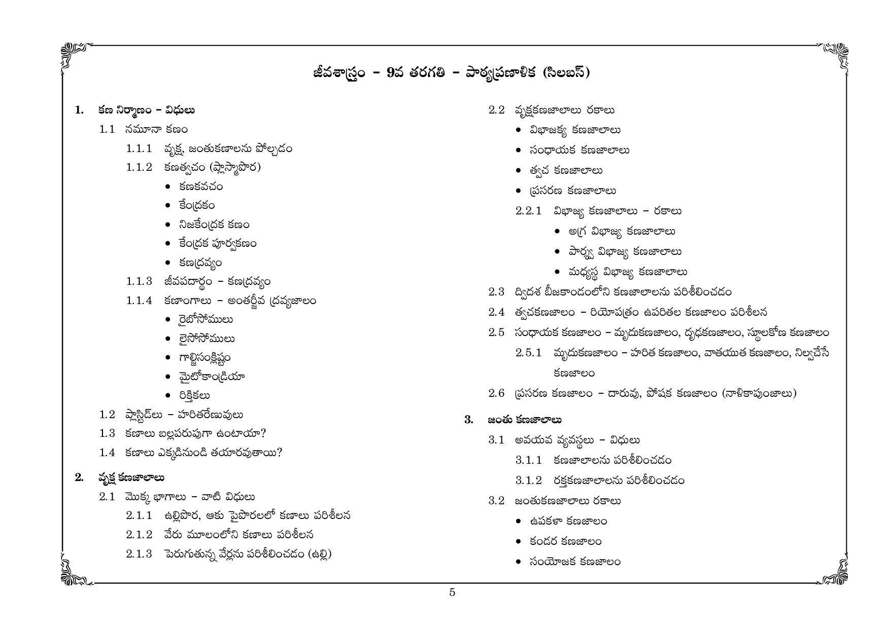 Telangana Baord Biology Syllabus  (Classes VIII to X) - Telugu Medium - Page 5