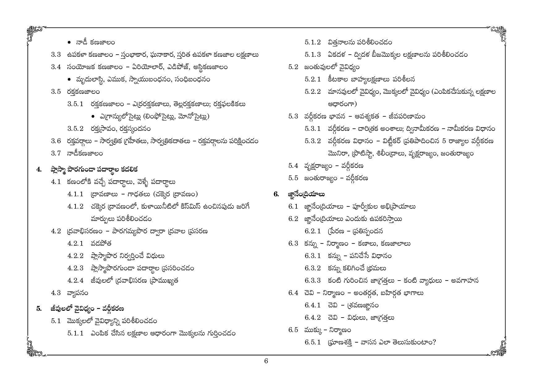 Telangana Baord Biology Syllabus  (Classes VIII to X) - Telugu Medium - Page 6