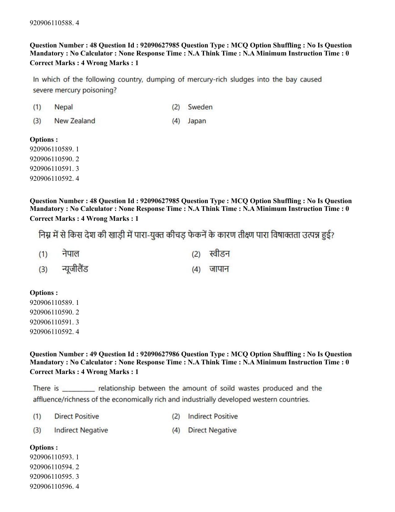 CUET PG 2023: COQP02 – Applied Geography and Geoinformatics (Hin) - Shift 1 (26-06-2023) Question Paper - Page 44