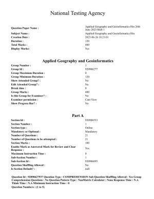 CUET PG 2023: COQP02 – Applied Geography and Geoinformatics (Hin) - Shift 1 (26-06-2023) Question Paper
