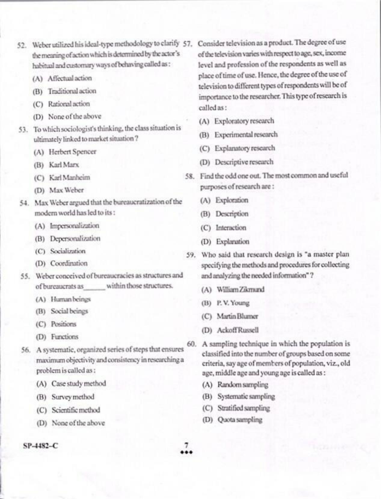 KUET 2024 M.A. Sociology Question Paper - Page 7