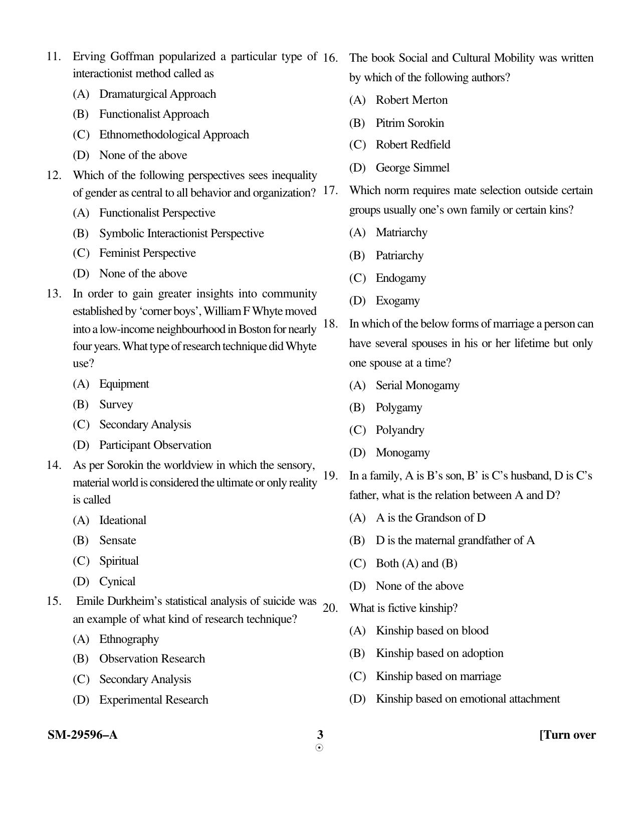 KUET 2024 M.A. Sociology Question Paper - Page 10