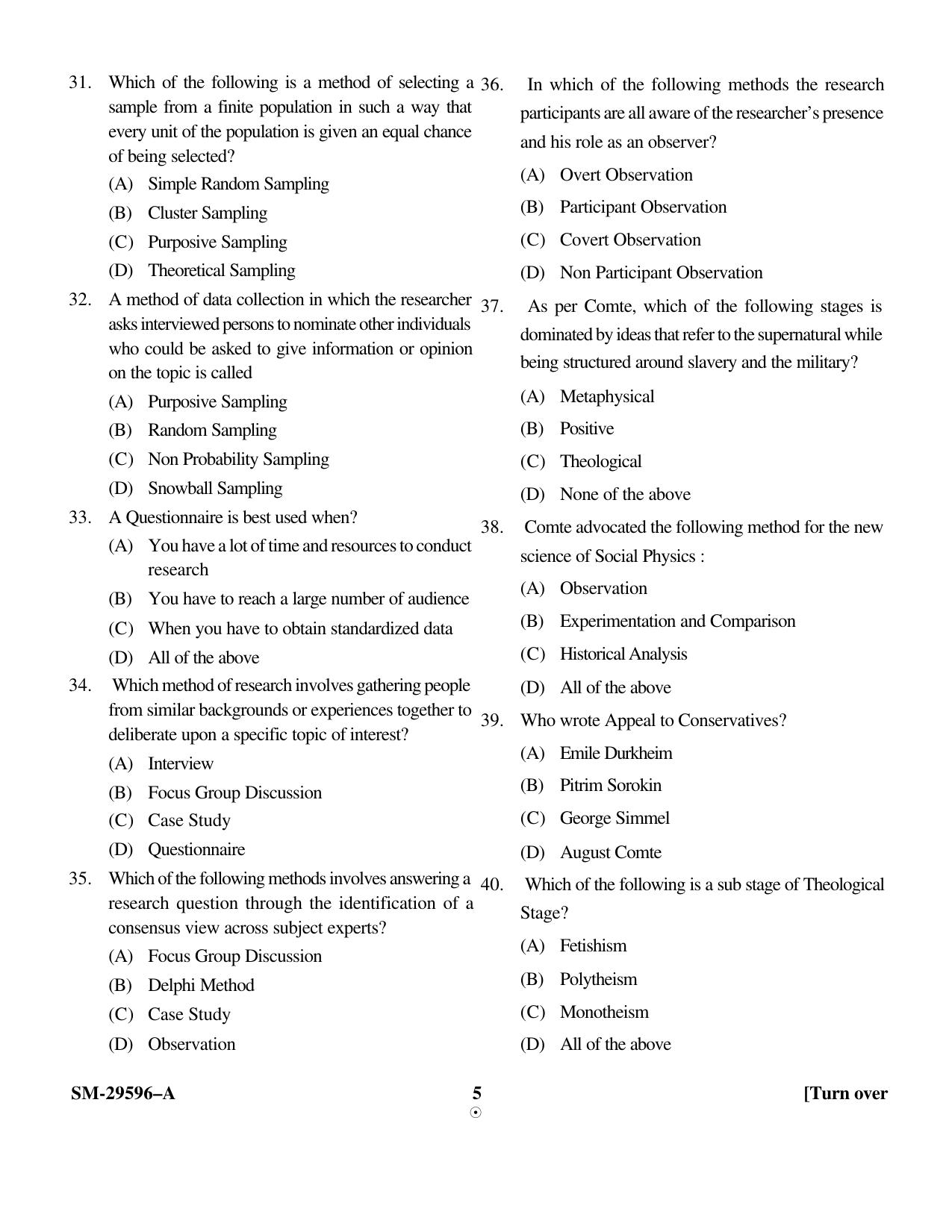 KUET 2024 M.A. Sociology Question Paper - Page 12