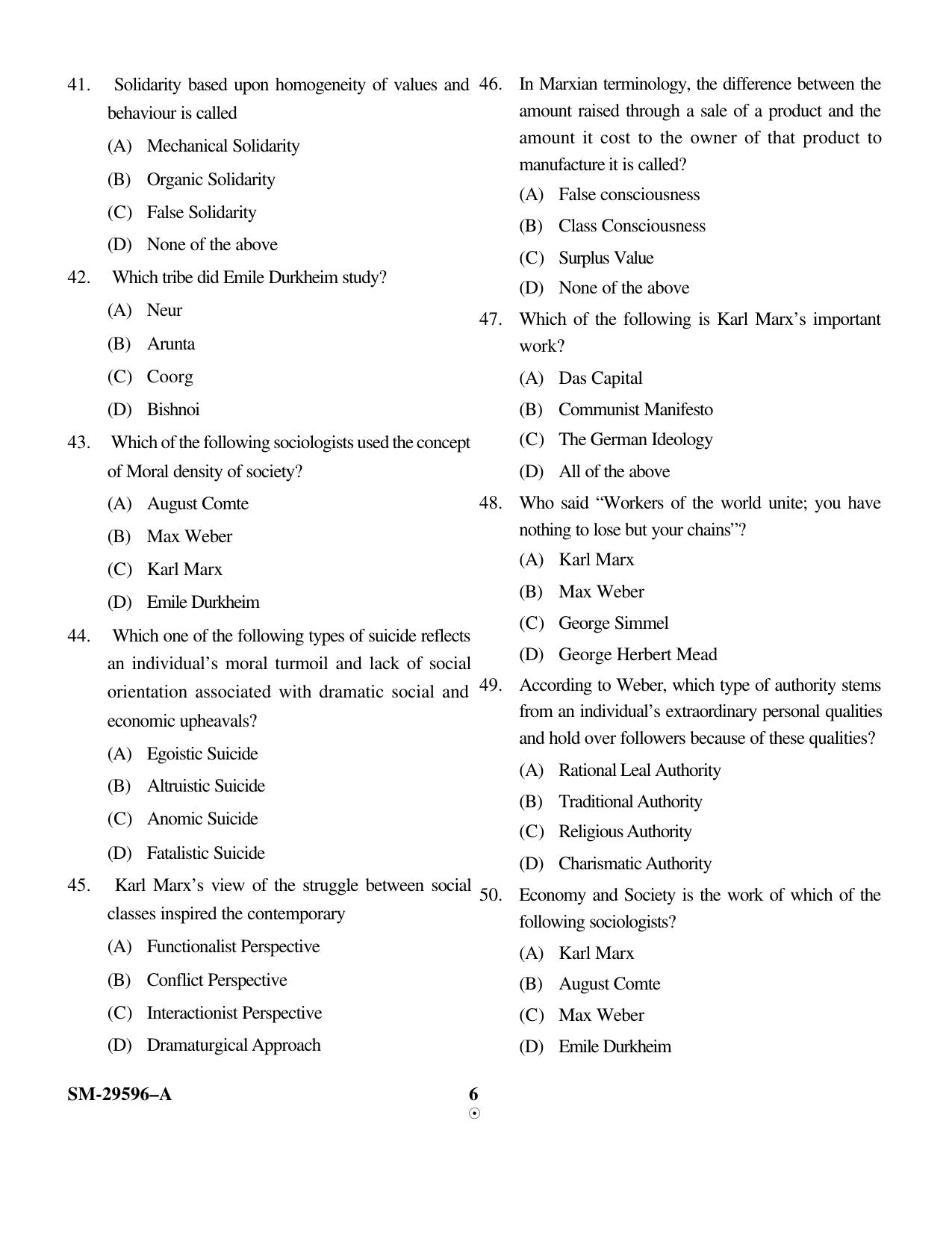 KUET 2024 M.A. Sociology Question Paper - Page 13