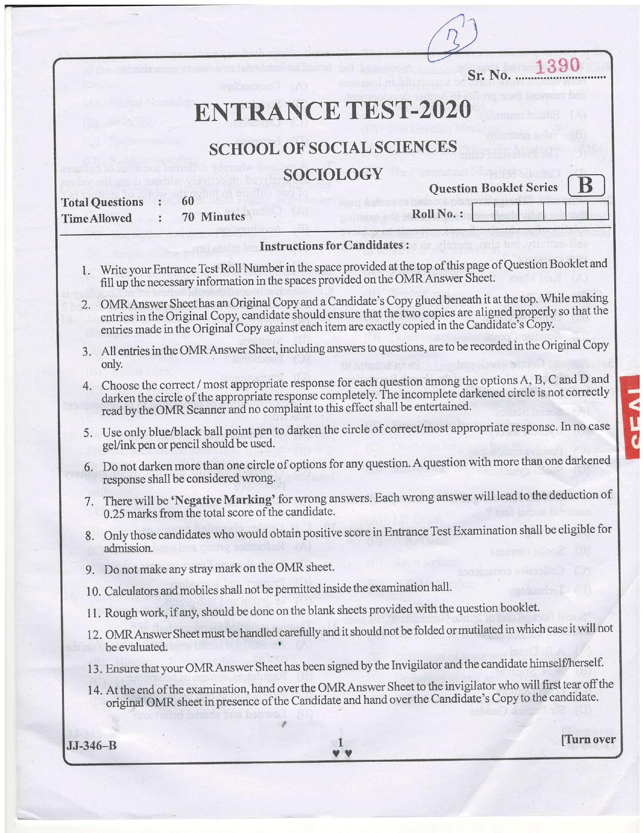 KUET 2024 M.A. Sociology Question Paper - Page 16