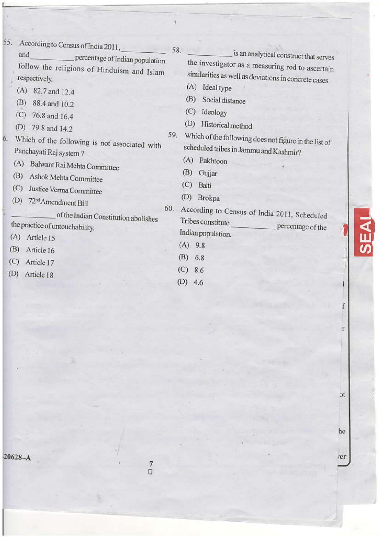 KUET 2024 M.A. Sociology Question Paper - Page 28