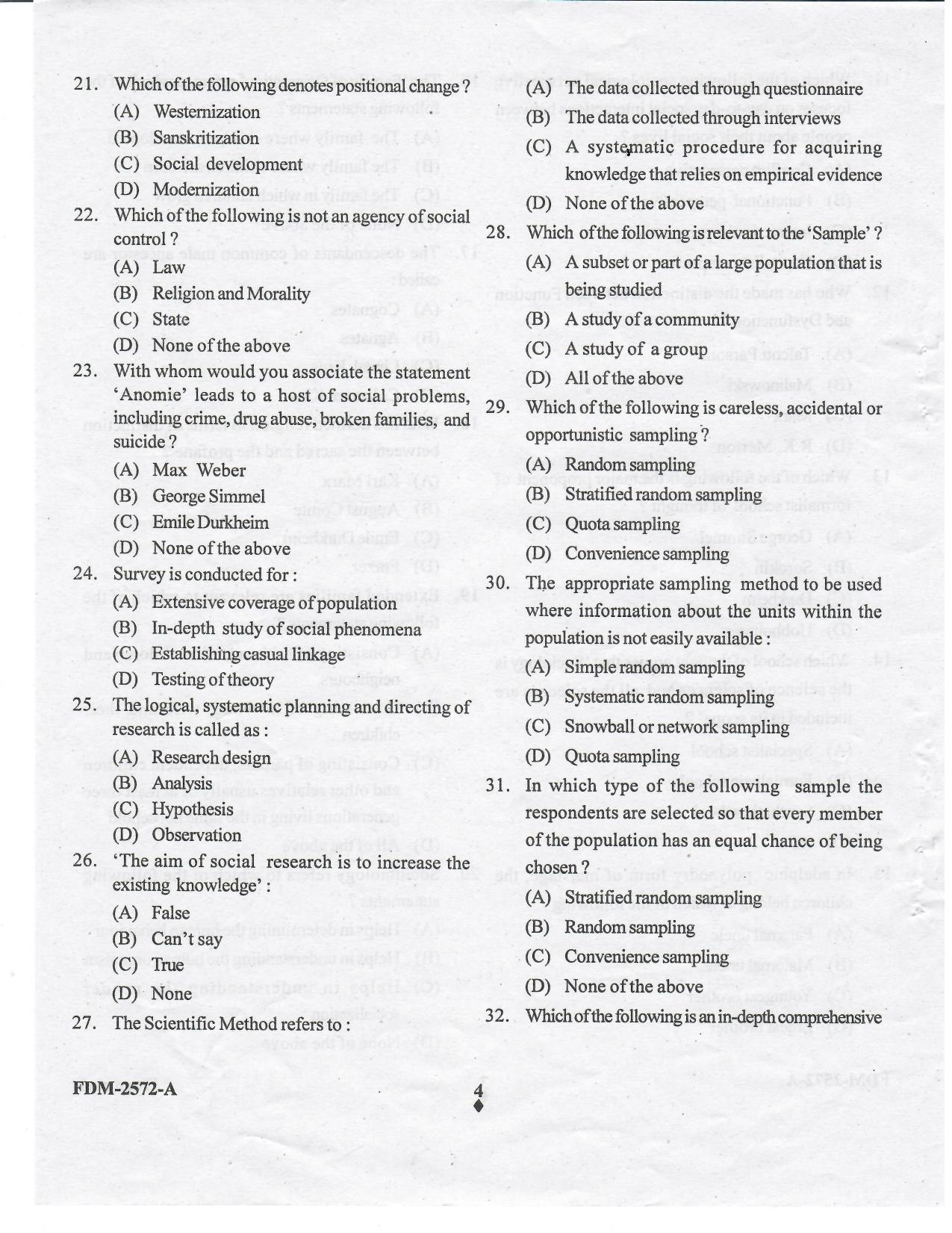 KUET 2024 M.A. Sociology Question Paper - Page 32