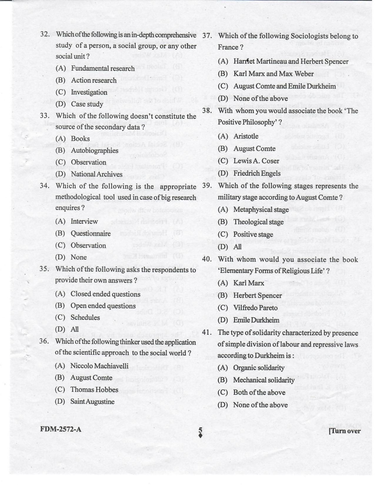 KUET 2024 M.A. Sociology Question Paper - Page 33