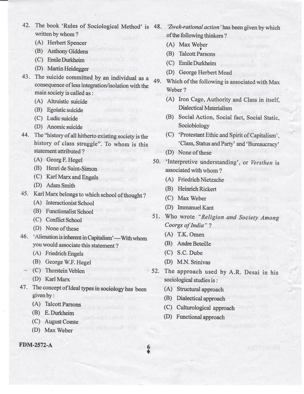 KUET 2024 M.A. Sociology Question Paper - Page 34