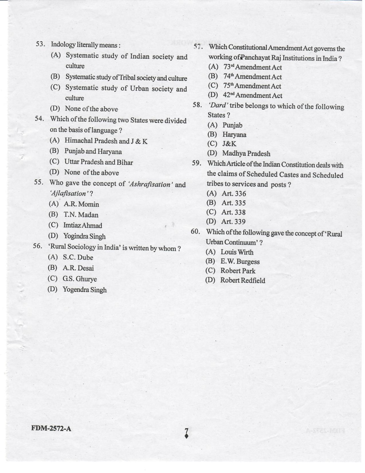 KUET 2024 M.A. Sociology Question Paper - Page 35