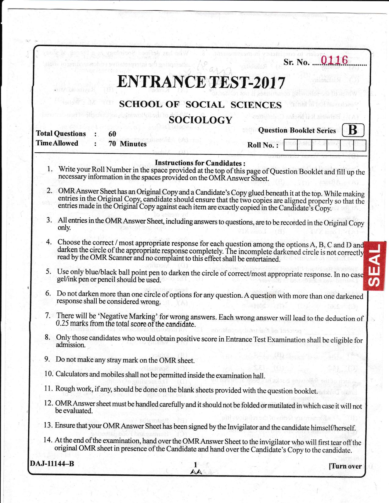 KUET 2024 M.A. Sociology Question Paper - Page 36