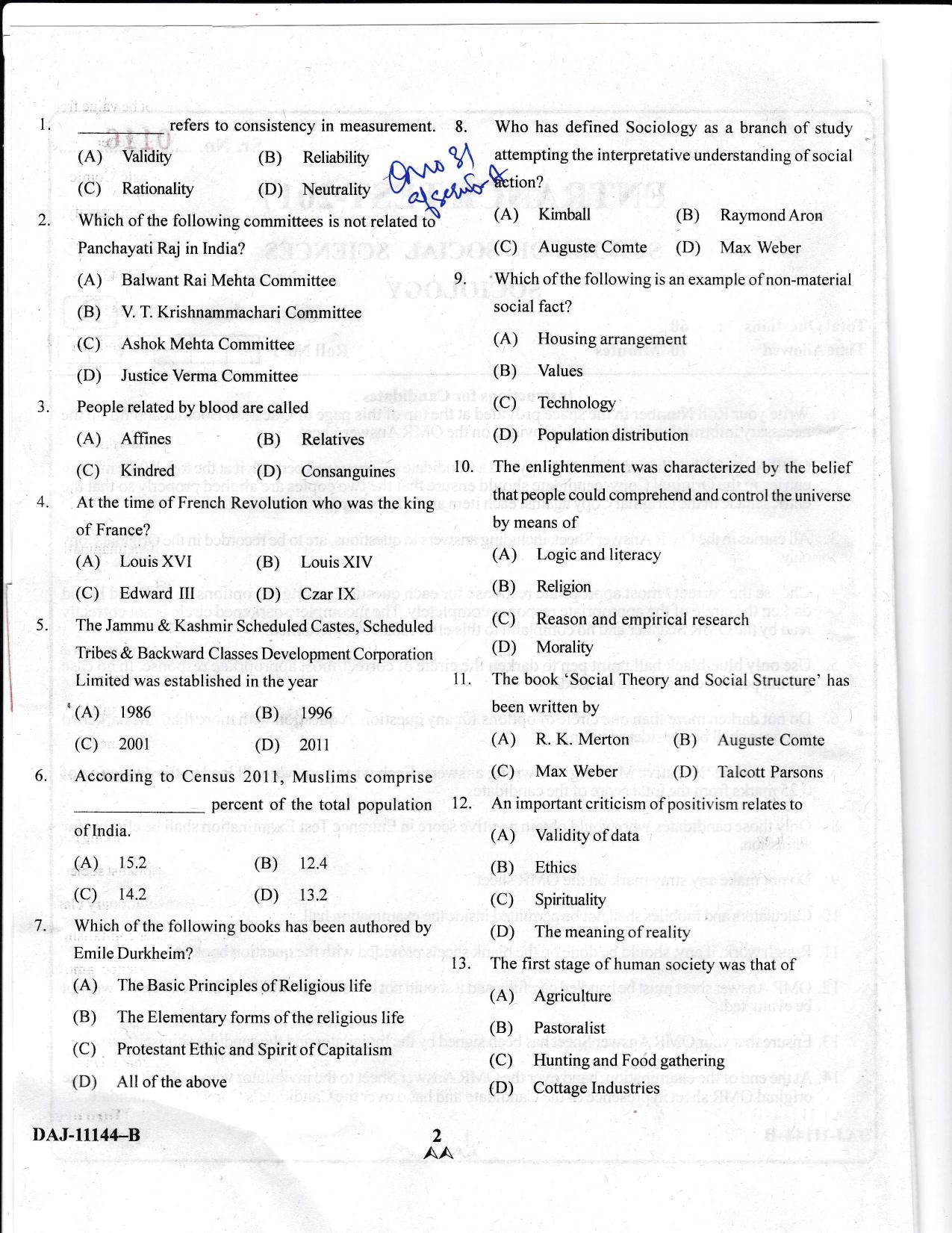 KUET 2024 M.A. Sociology Question Paper - Page 37