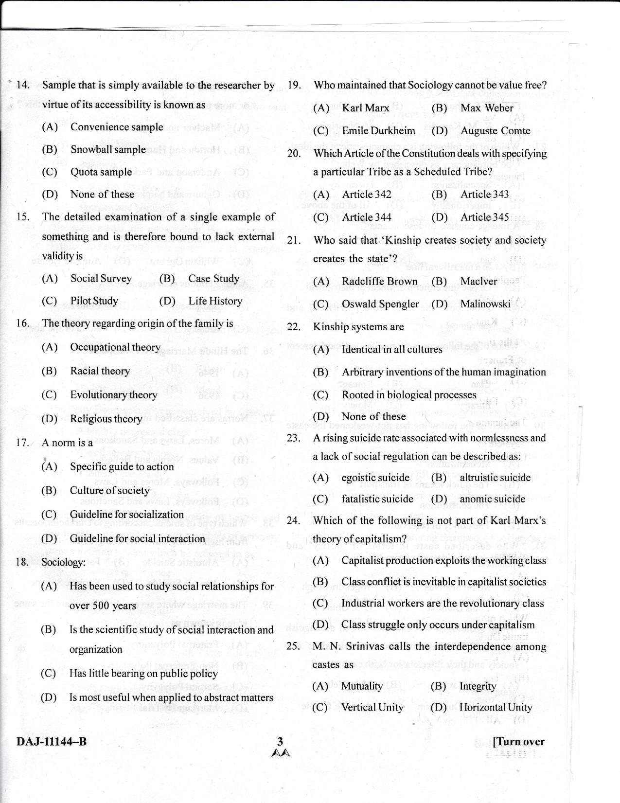 KUET 2024 M.A. Sociology Question Paper - Page 38