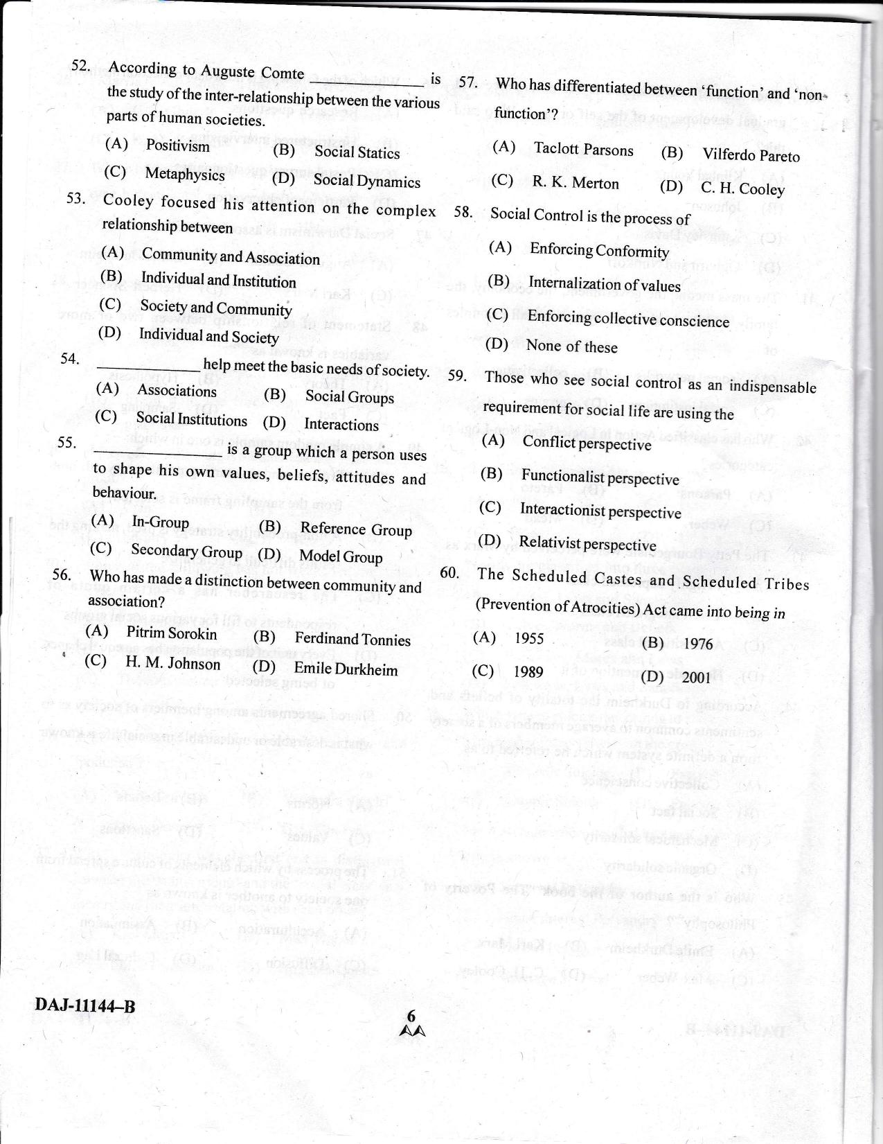 KUET 2024 M.A. Sociology Question Paper - Page 41