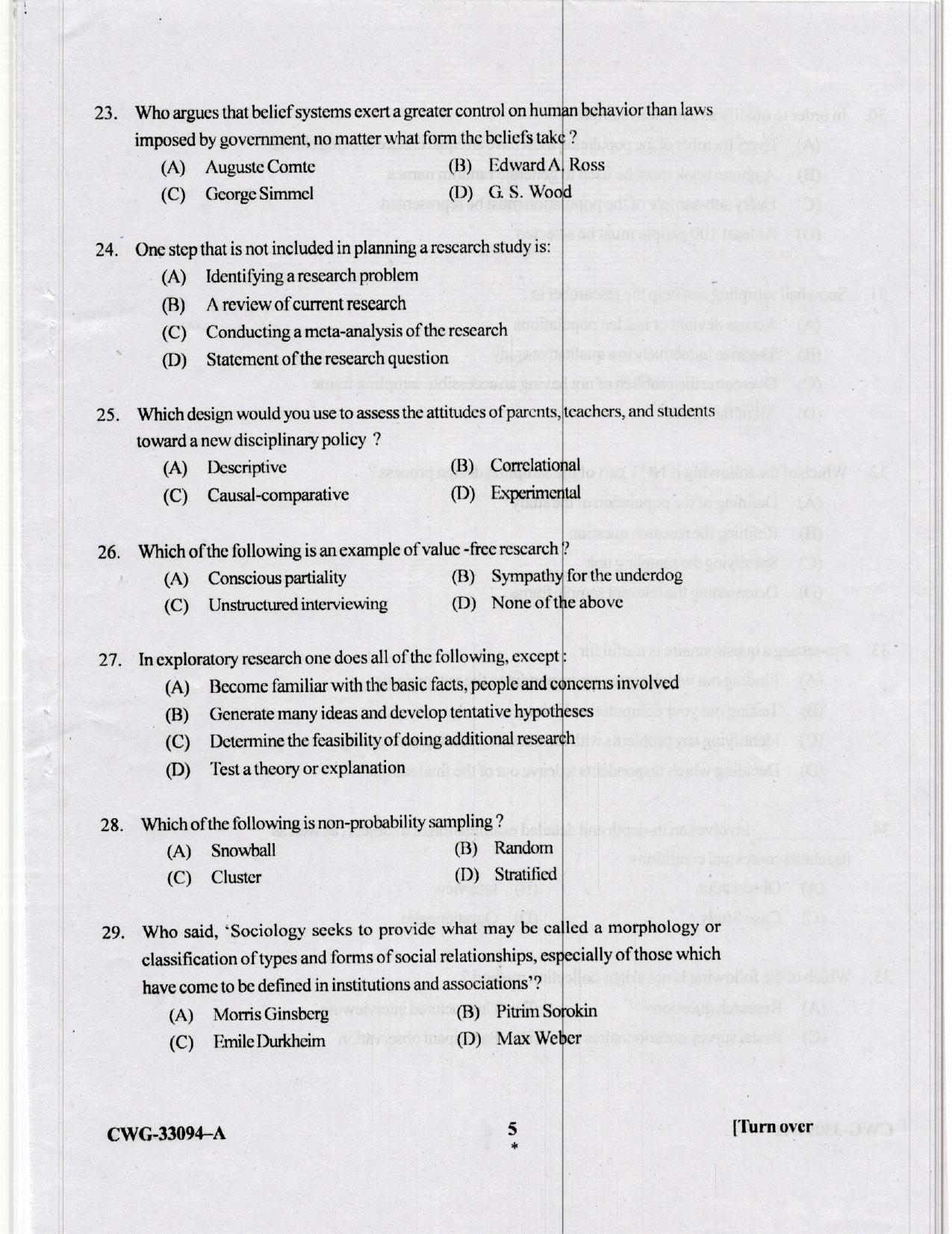 KUET 2024 M.A. Sociology Question Paper - Page 46
