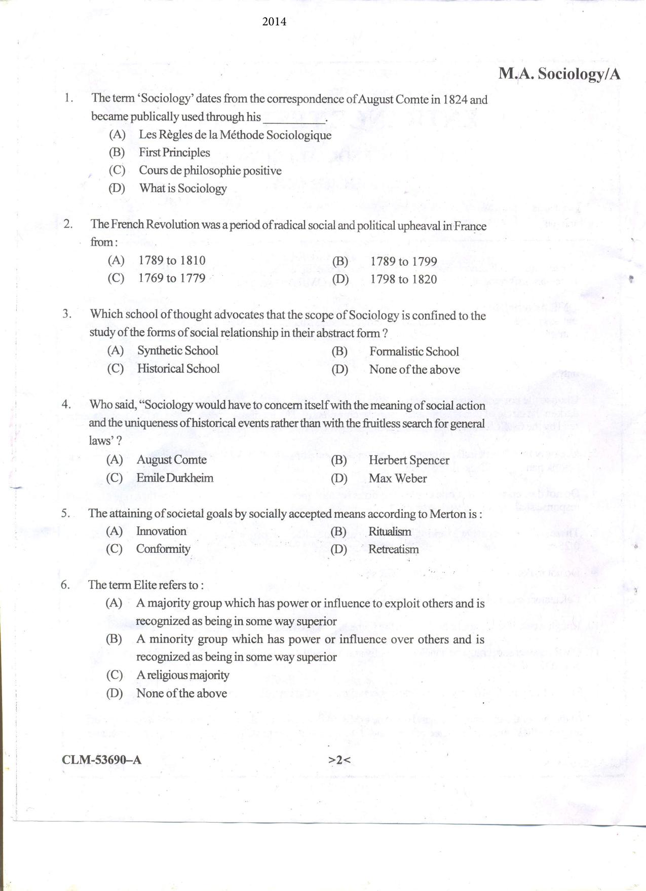 KUET 2024 M.A. Sociology Question Paper - Page 52