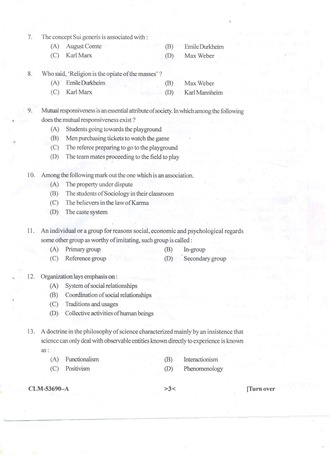 KUET 2024 M.A. Sociology Question Paper - Page 53