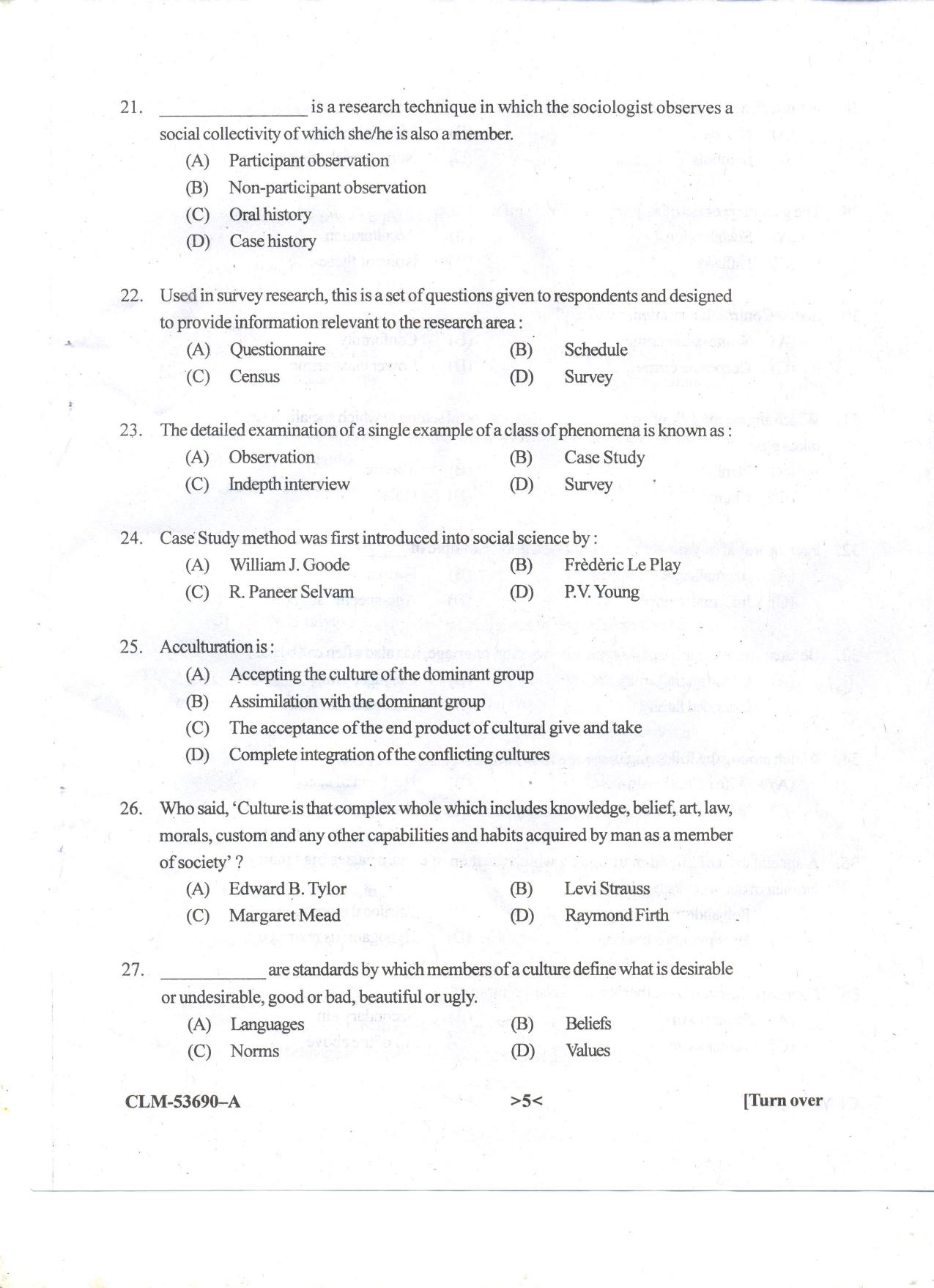 KUET 2024 M.A. Sociology Question Paper - Page 55