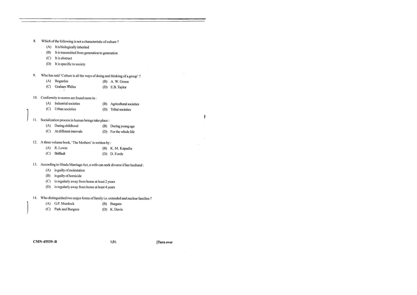 KUET 2024 M.A. Sociology Question Paper - Page 61