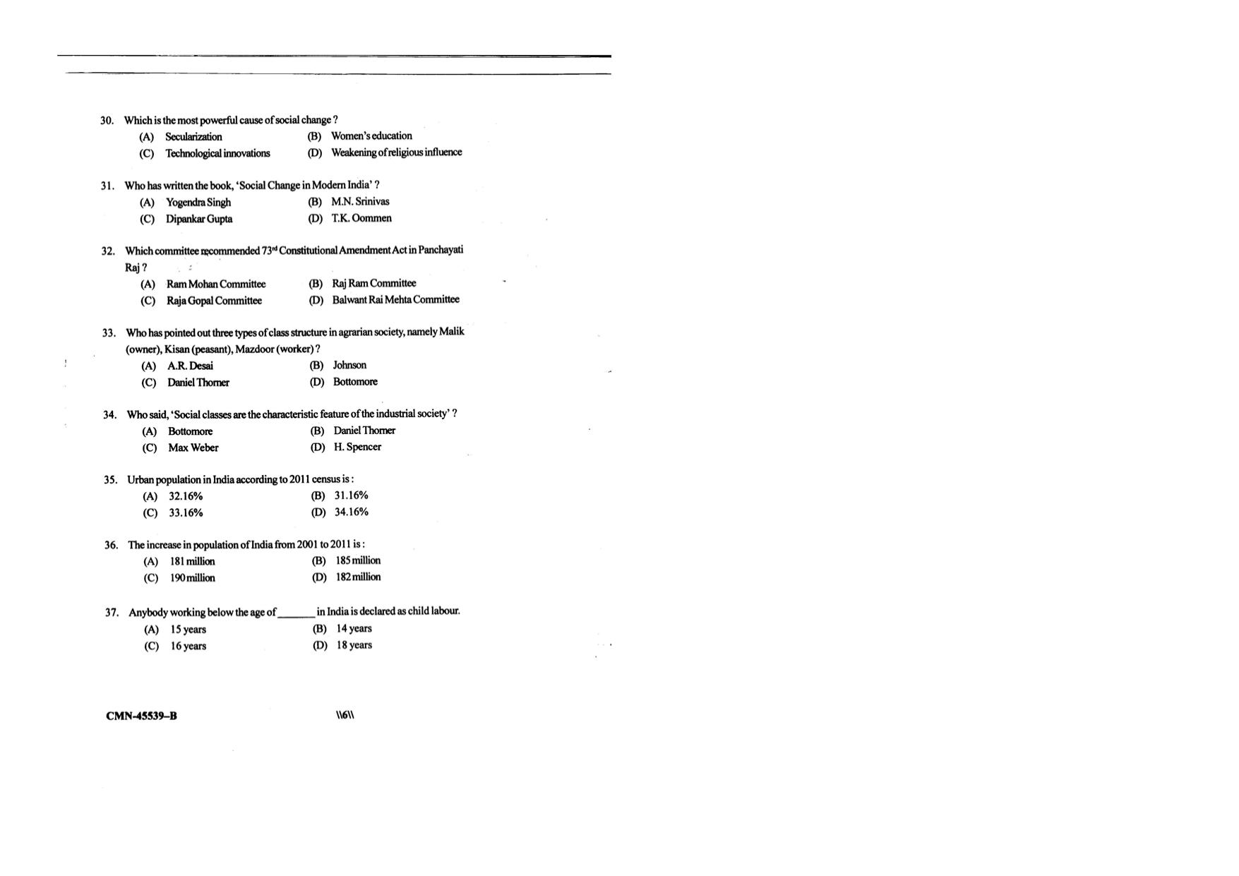 KUET 2024 M.A. Sociology Question Paper - Page 64
