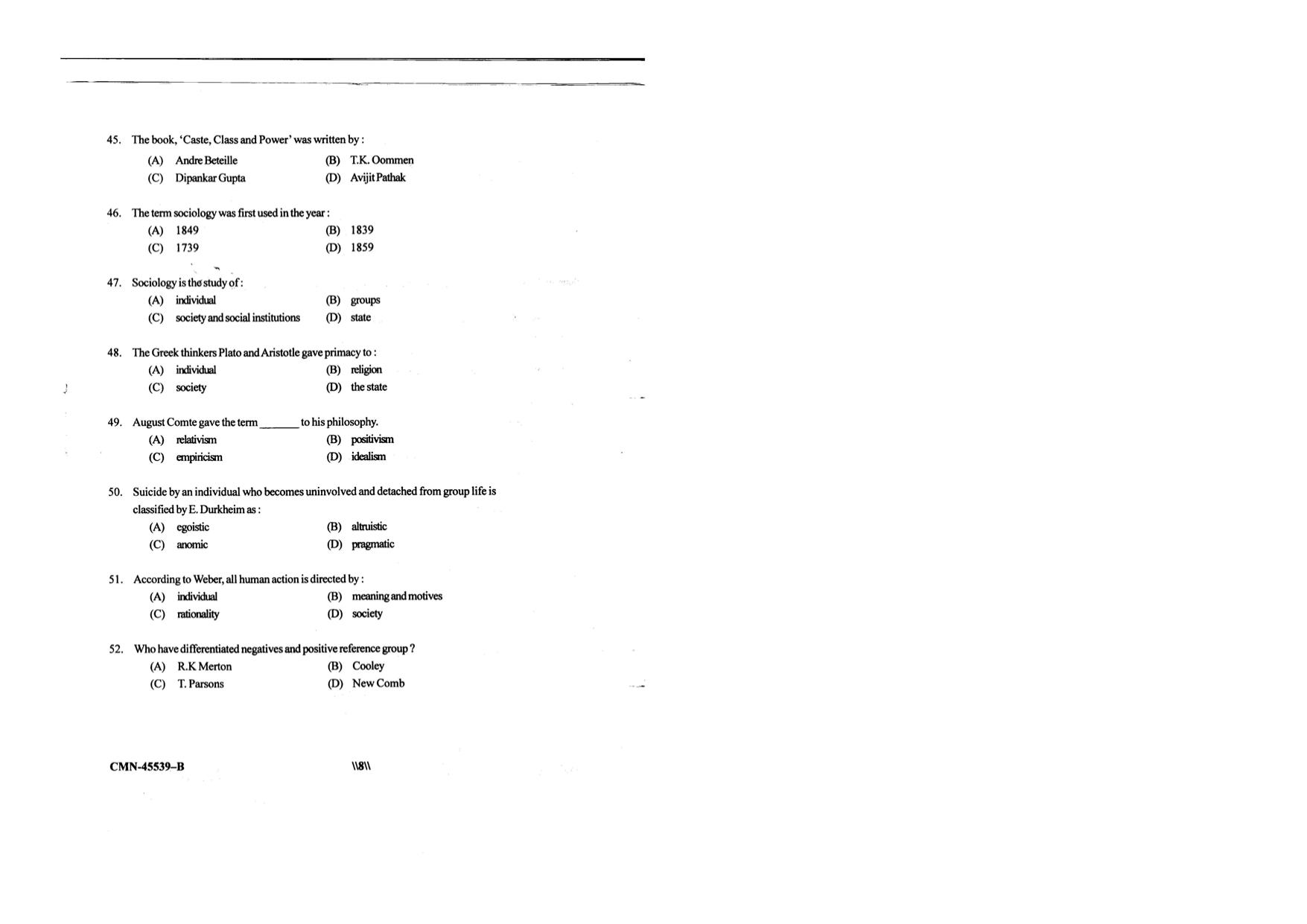 KUET 2024 M.A. Sociology Question Paper - Page 66