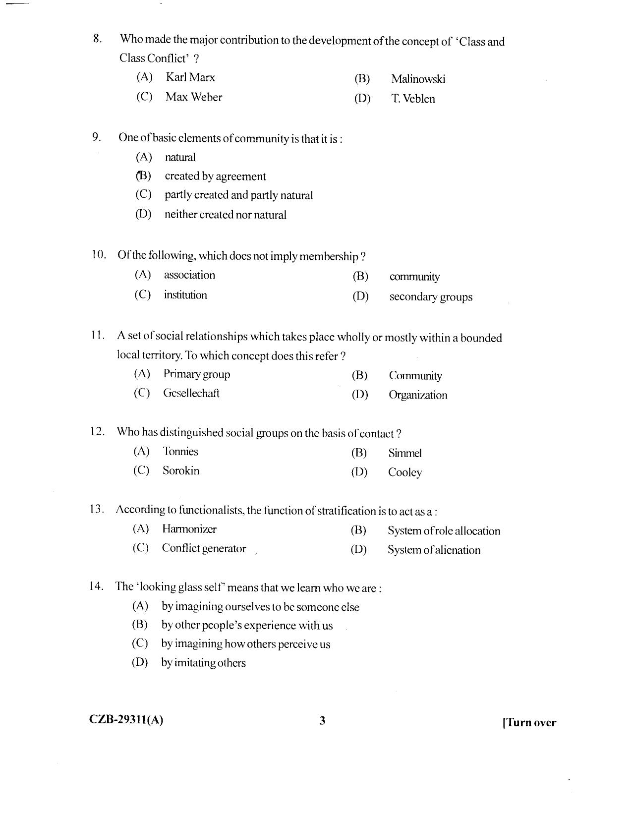 KUET 2024 M.A. Sociology Question Paper - Page 69