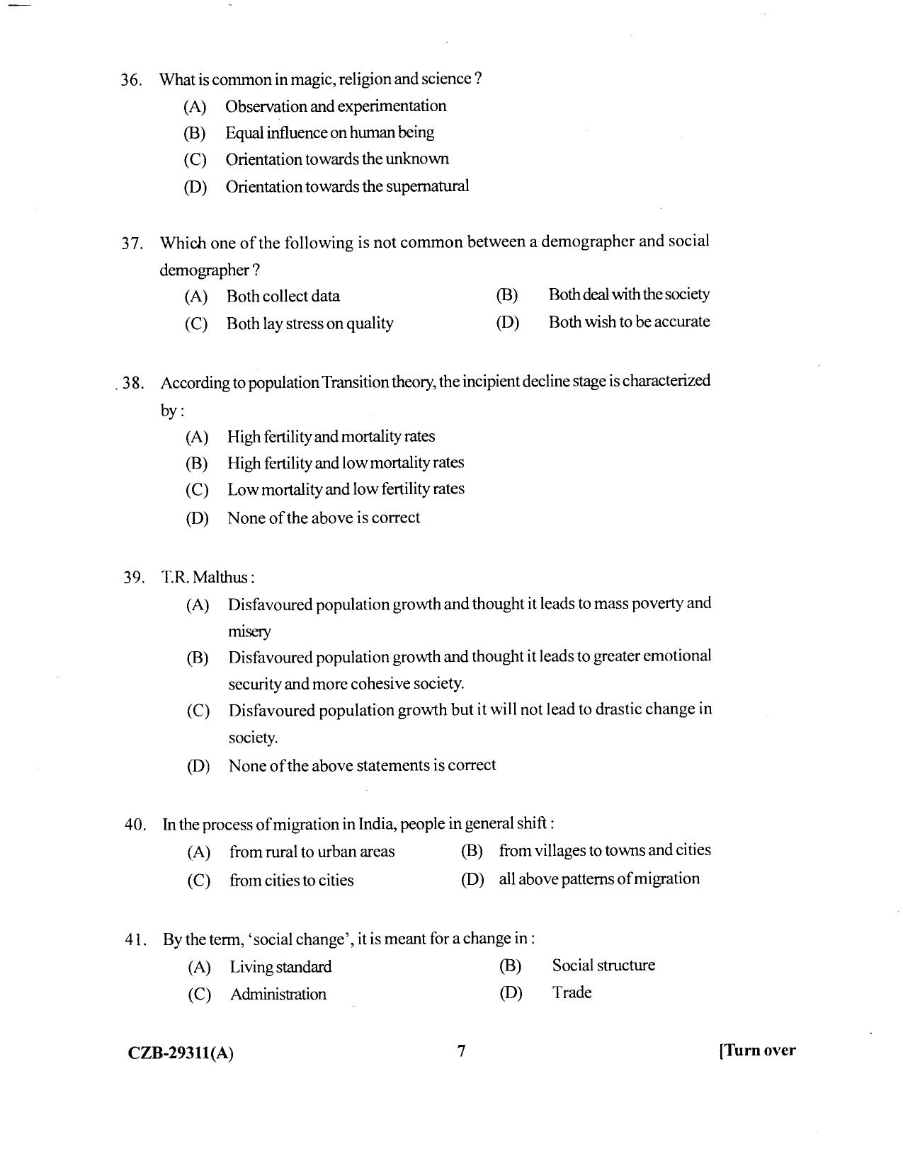 KUET 2024 M.A. Sociology Question Paper - Page 73