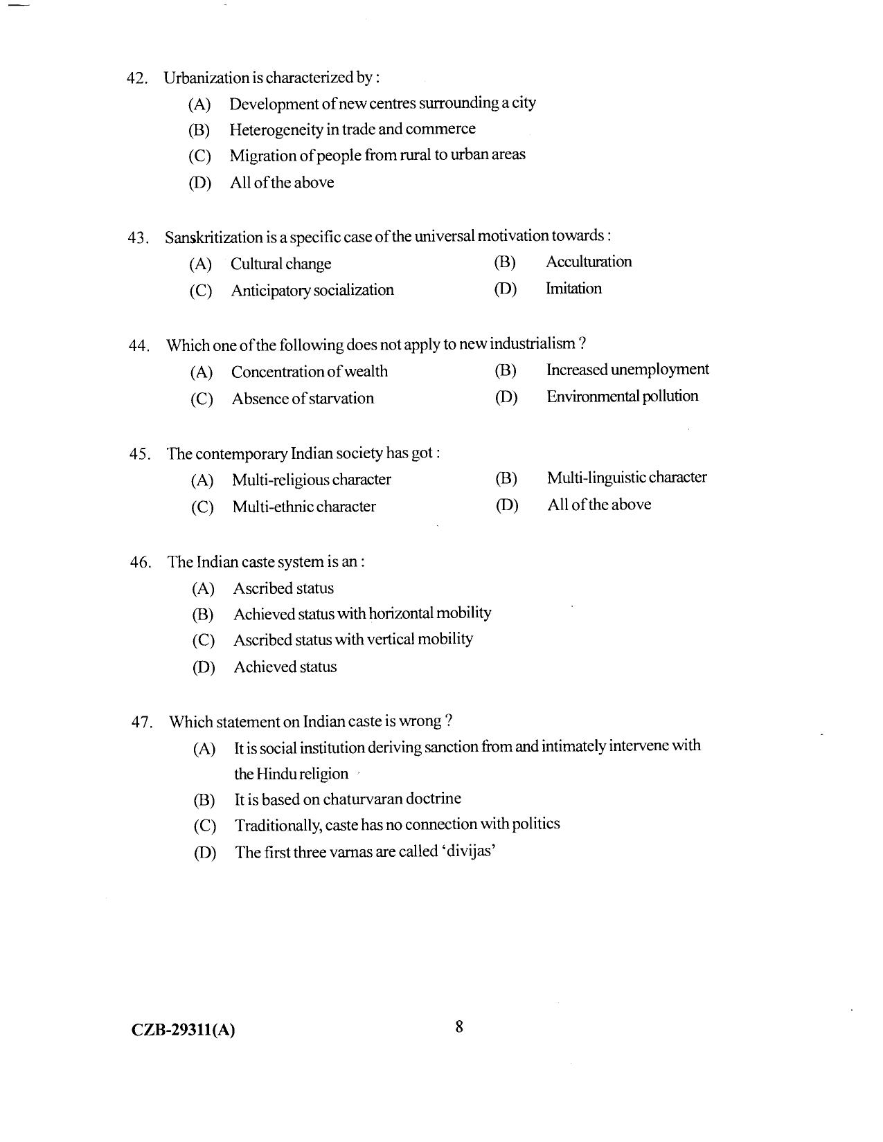 KUET 2024 M.A. Sociology Question Paper - Page 74