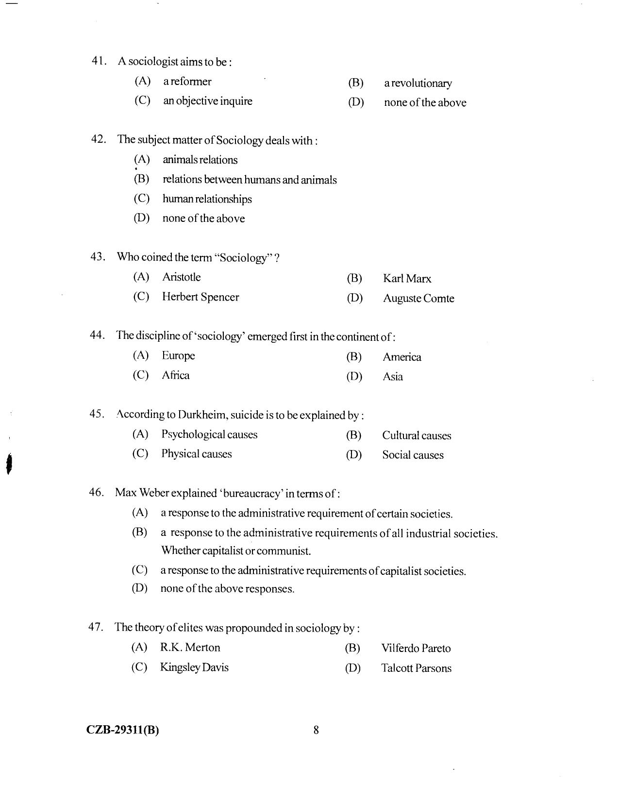 KUET 2024 M.A. Sociology Question Paper - Page 83
