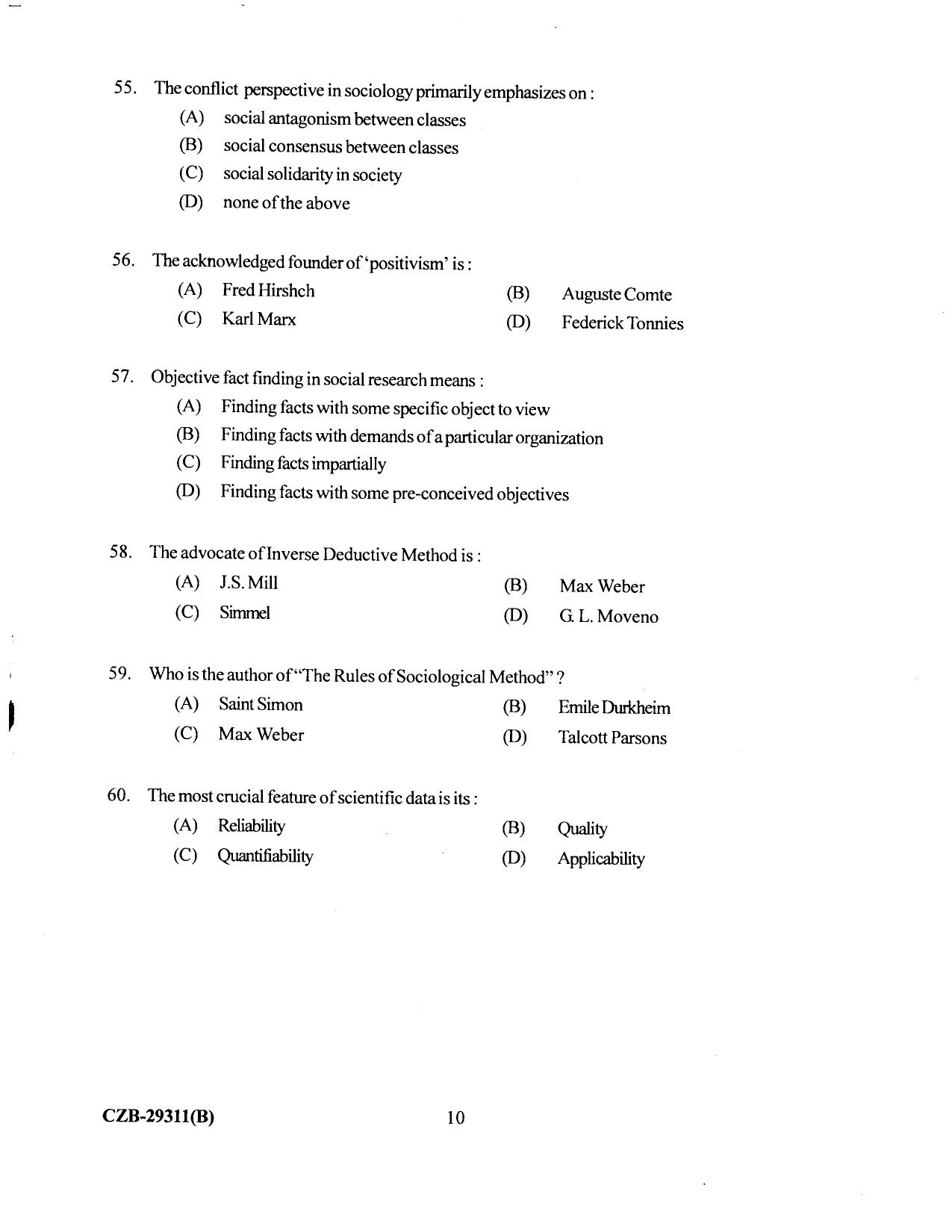 KUET 2024 M.A. Sociology Question Paper - Page 85