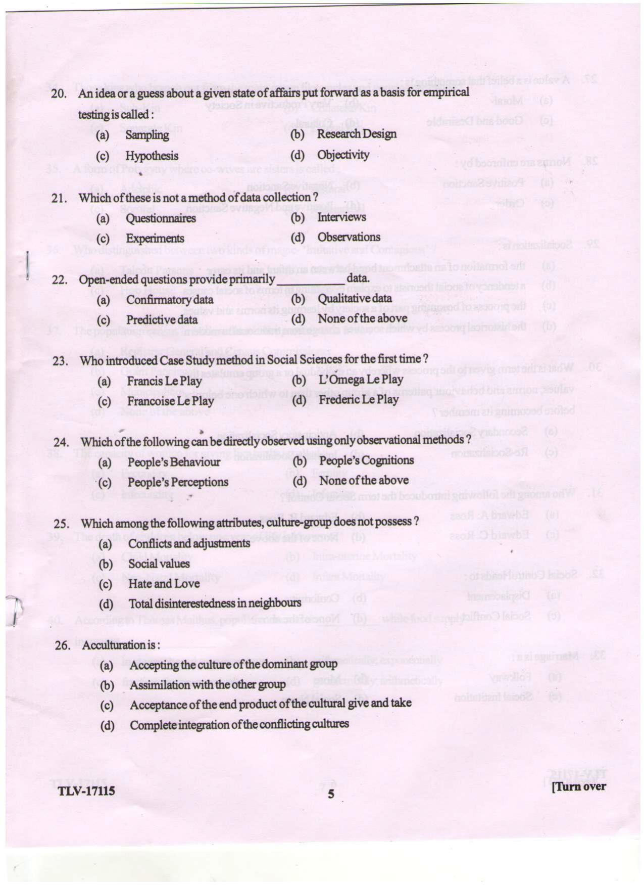 KUET 2024 M.A. Sociology Question Paper - Page 89