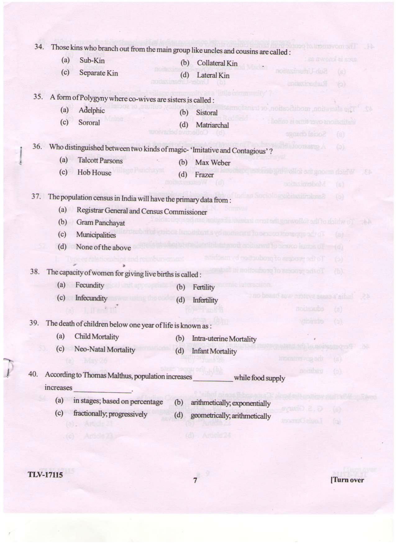 KUET 2024 M.A. Sociology Question Paper - Page 91
