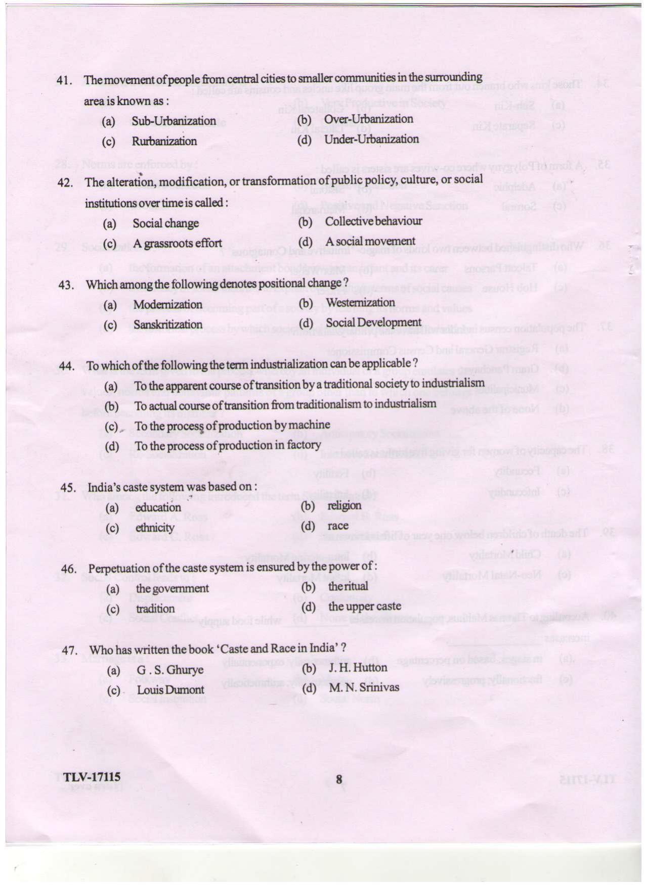 KUET 2024 M.A. Sociology Question Paper - Page 92