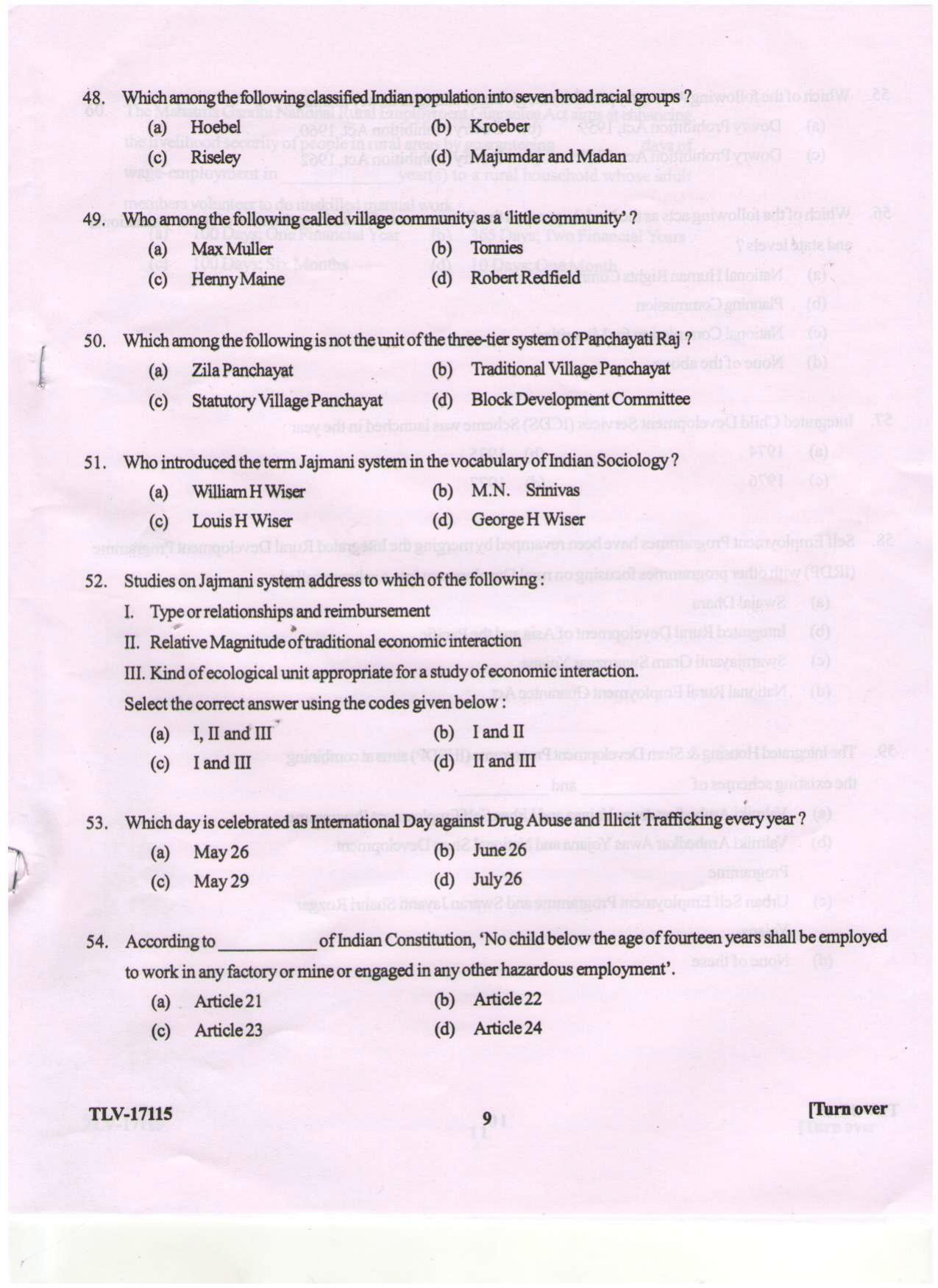 KUET 2024 M.A. Sociology Question Paper - Page 93